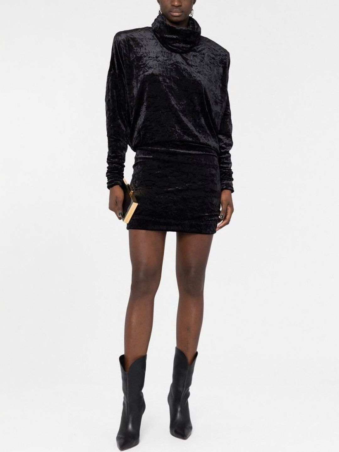Saint Laurent Black High Neck Velvet Sweater-picture-49