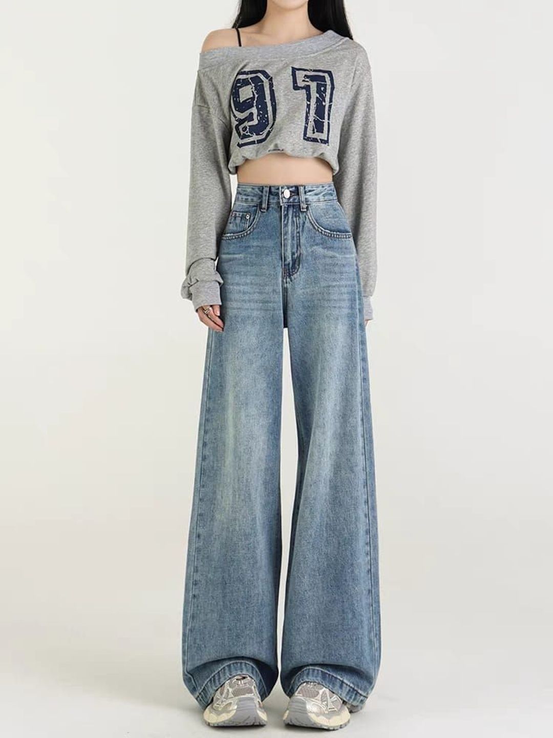 Off Duty India Women Wide Leg High-Rise Low Distress Light Fade Jeans-picture-39