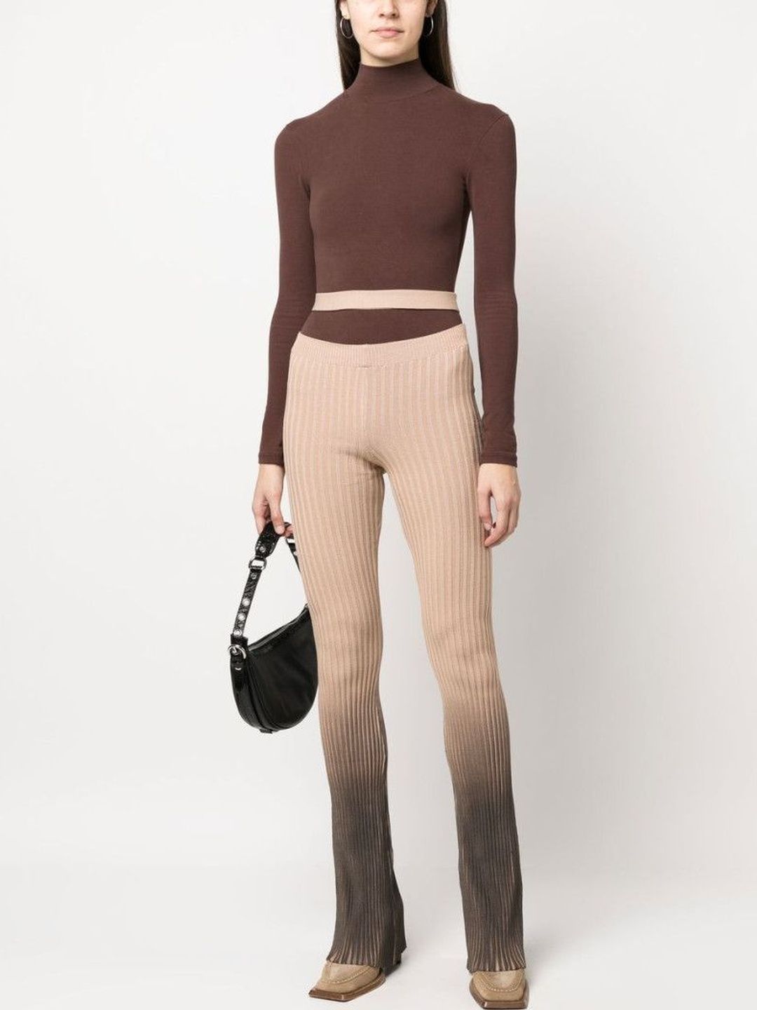 Andreadamo Brown Brown Printed Cut-Out Trousers-image-29