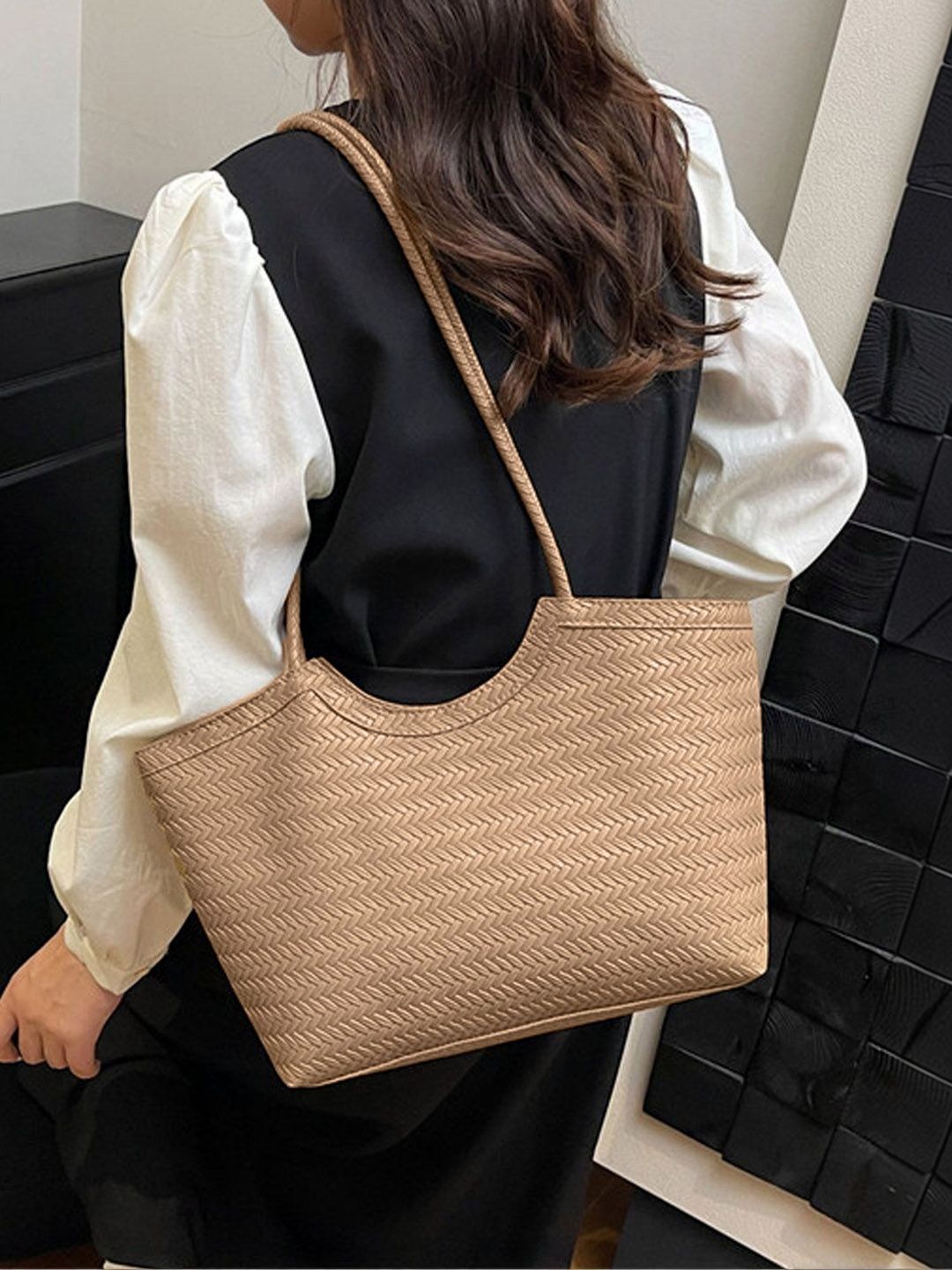 LULU & SKY Textured Shopper Tote Bag-picture-50