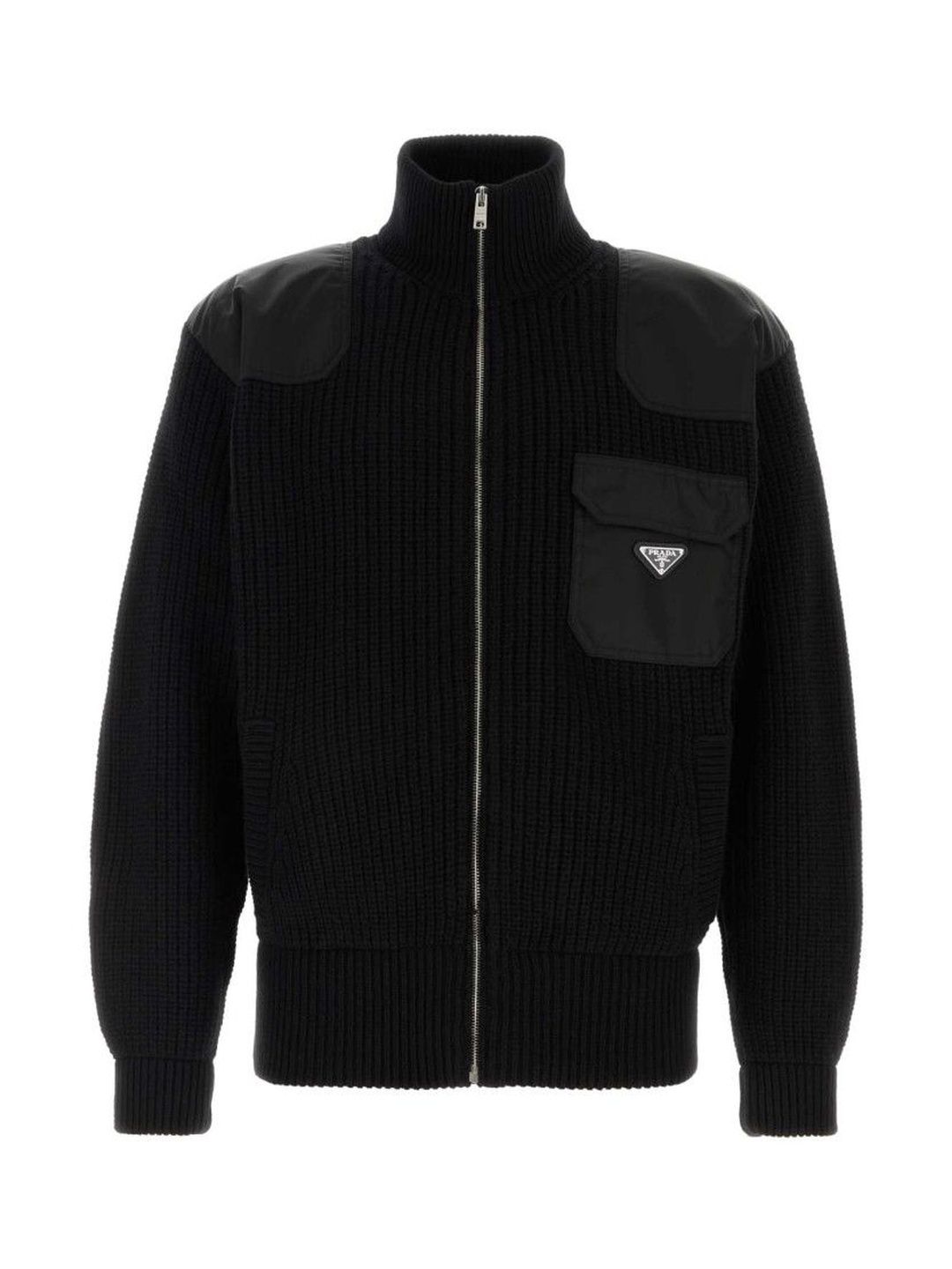 Prada Black Re-Nylon-Panelling Cardigan-picture-35