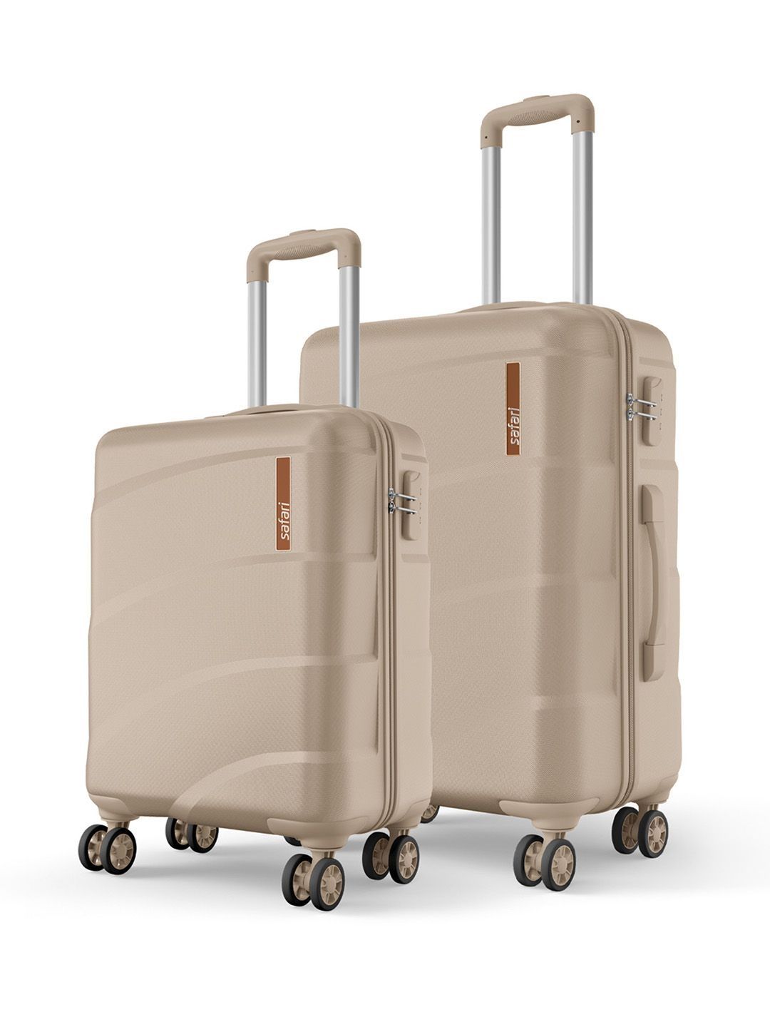 Safari Zuno Champagne Set of 2 Hard Side 8 Wheel Cabin & Medium Trolley Bag Suitcase-picture-25