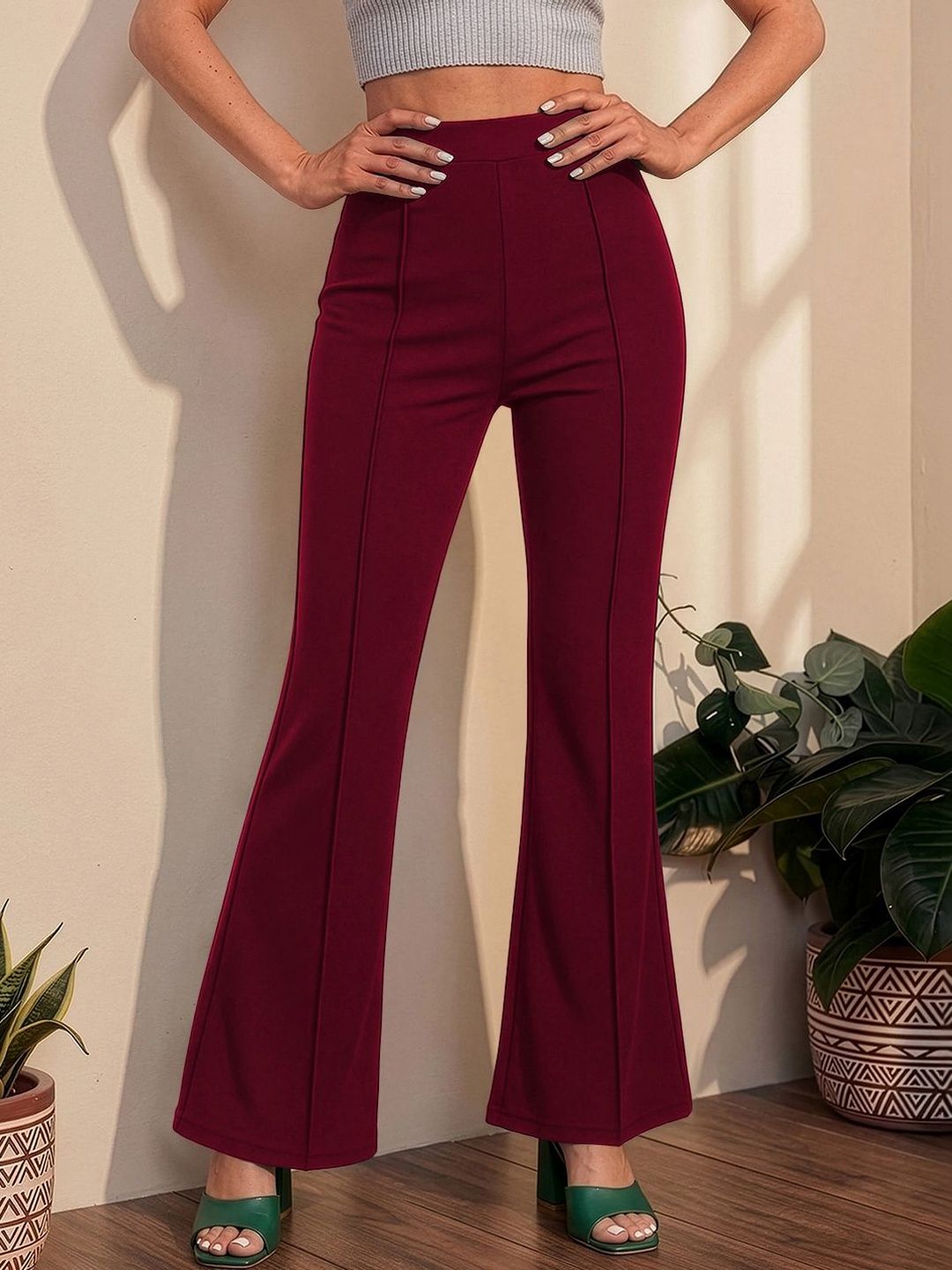 Navyankaa Women Bootcut High-Rise Trousers-picture-12