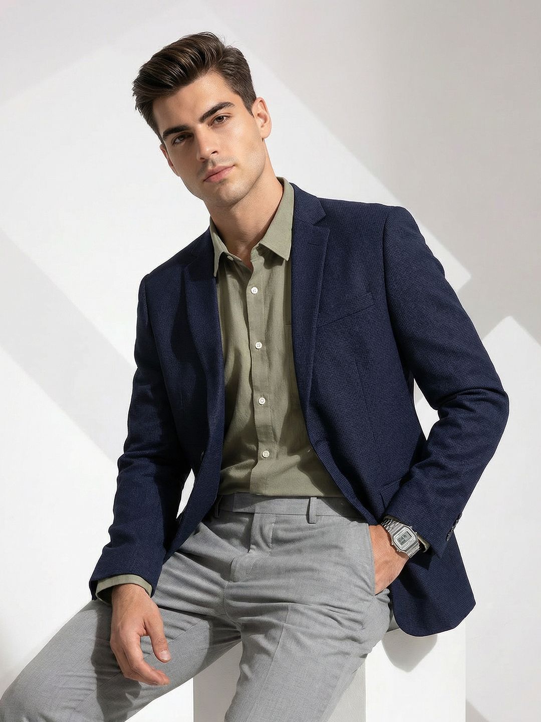INVICTUS Notched Lapel Collar Slim Fit Single Breasted Formal Blazer-picture-53