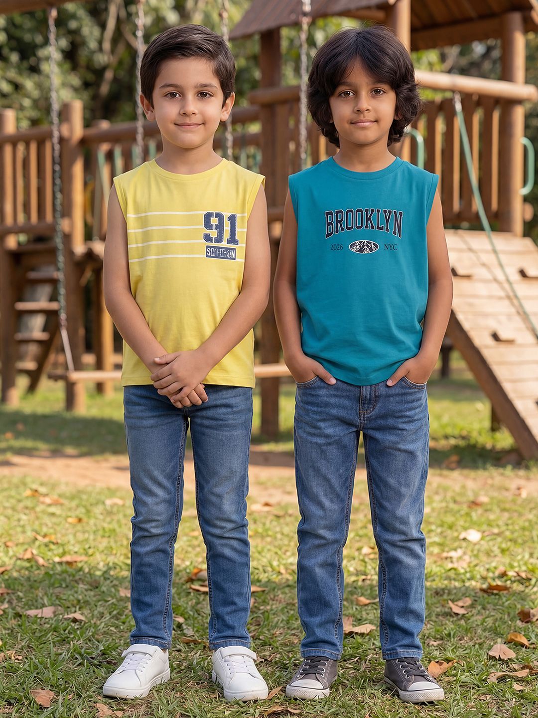 HELLCAT Boys Pack Of 2 Printed Sleeveless Innerwear Vests-picture-28