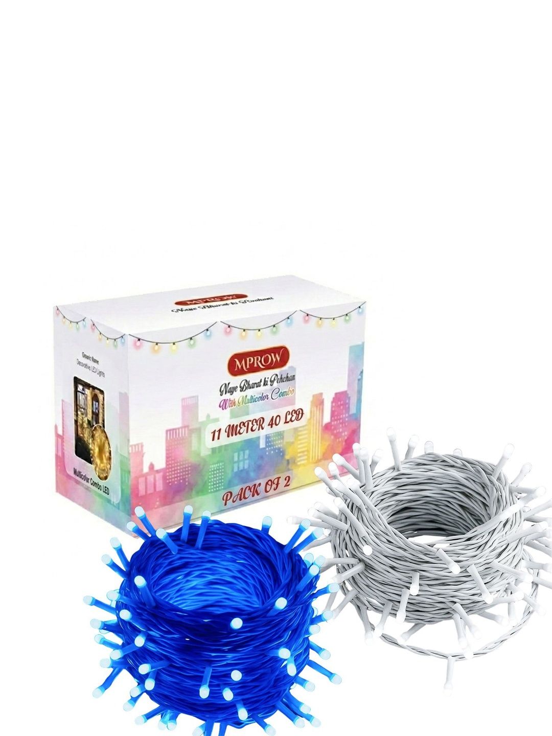 MPROW White & Blue LED Rice Shape 2-Pcs String Lights - 11 m-image-43