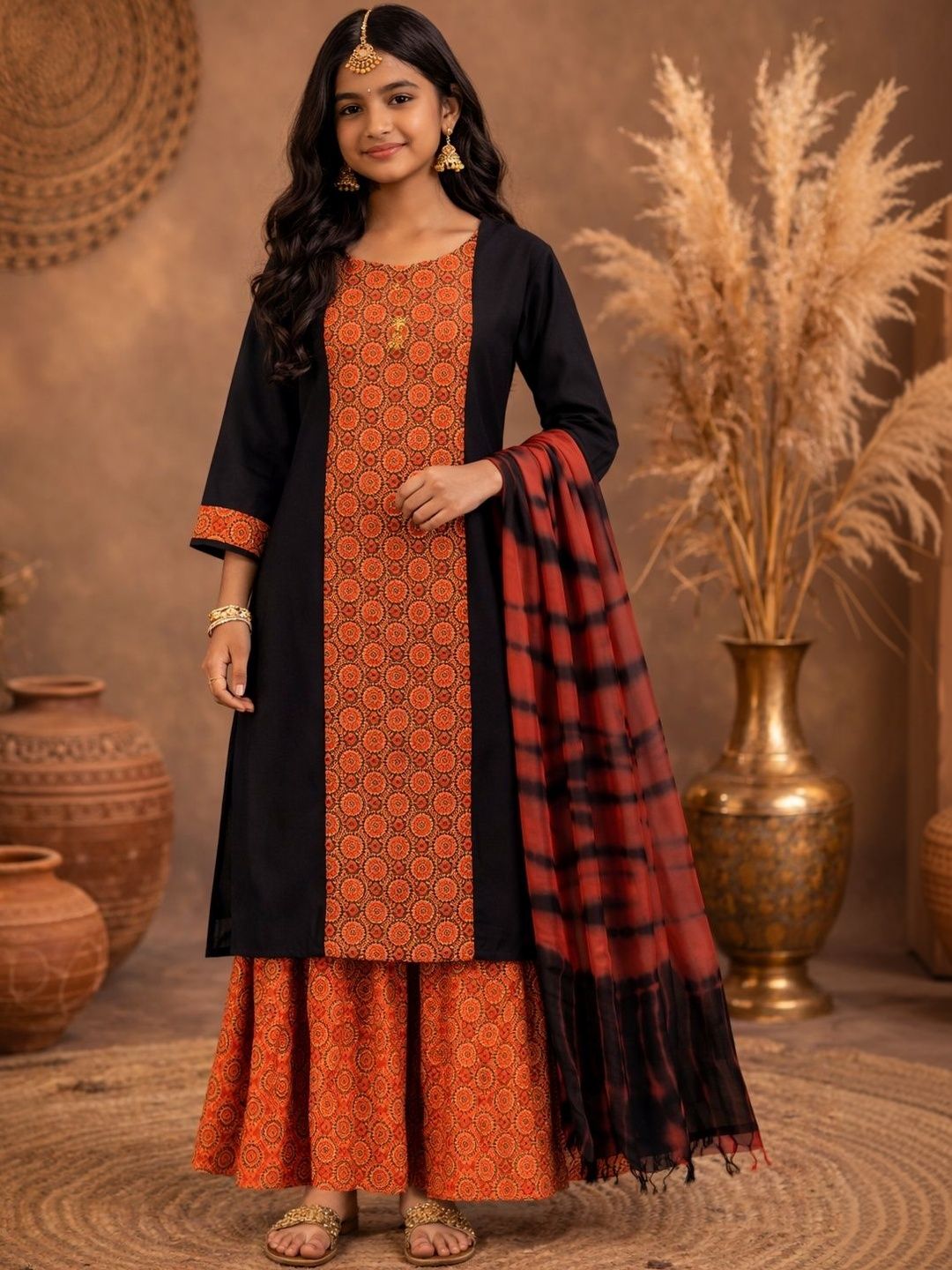 BAESD Girls Ethnic Motifs Printed Kurta-image-40