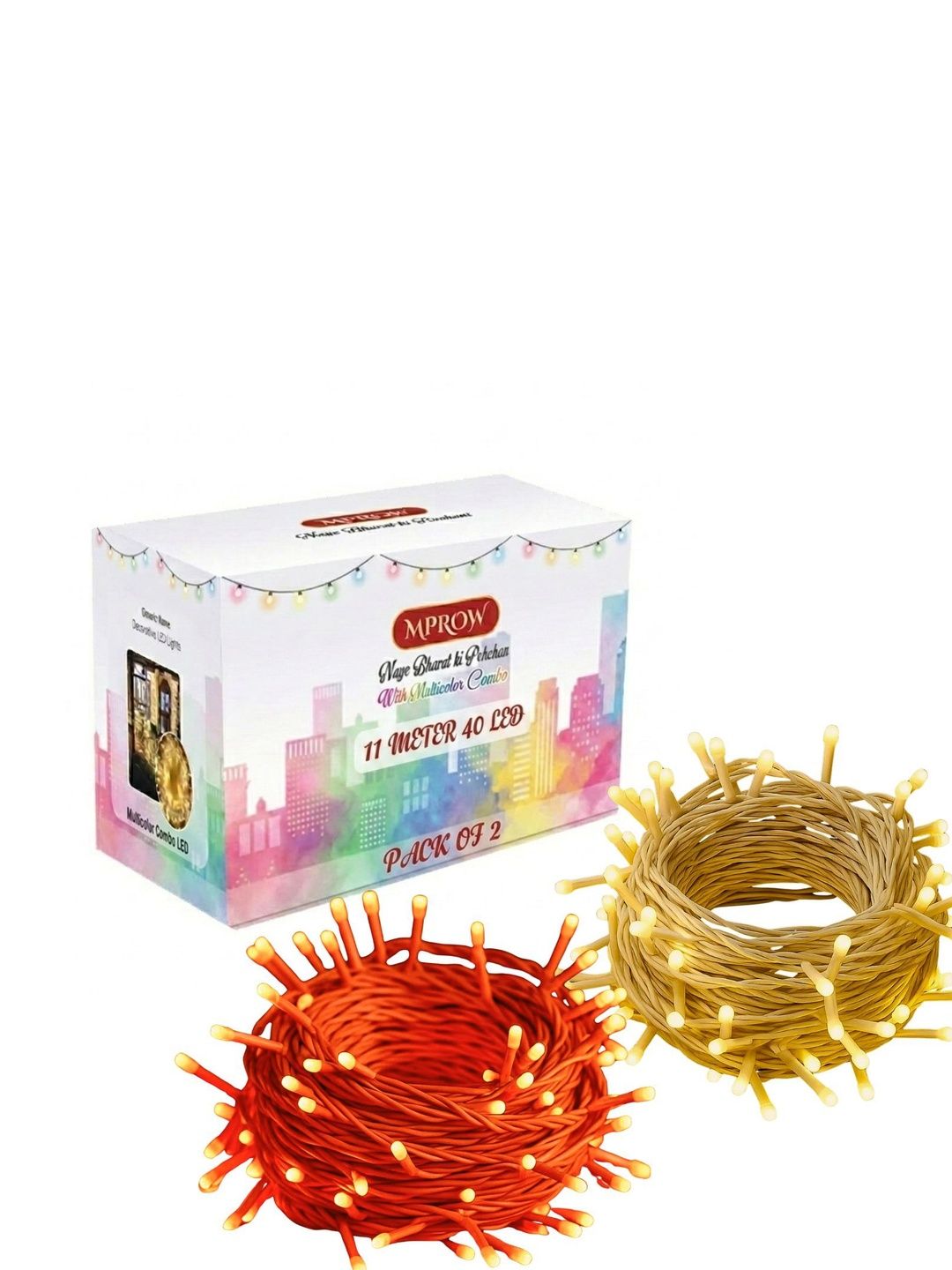 MPROW Yellow & Orange LED Rice Shape 2-Pcs String Lights - 11 m-picture-35