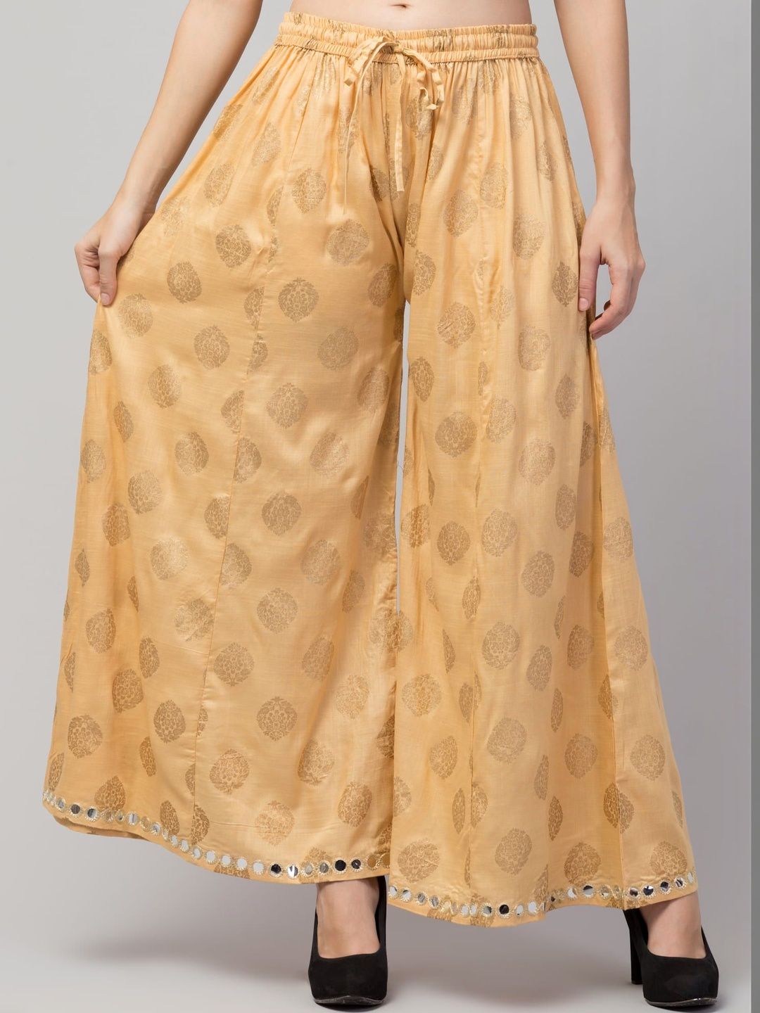 SHAUKIYA Women Ethnic Motifs Printed Flared Knitted Ethnic Palazzos-picture-14
