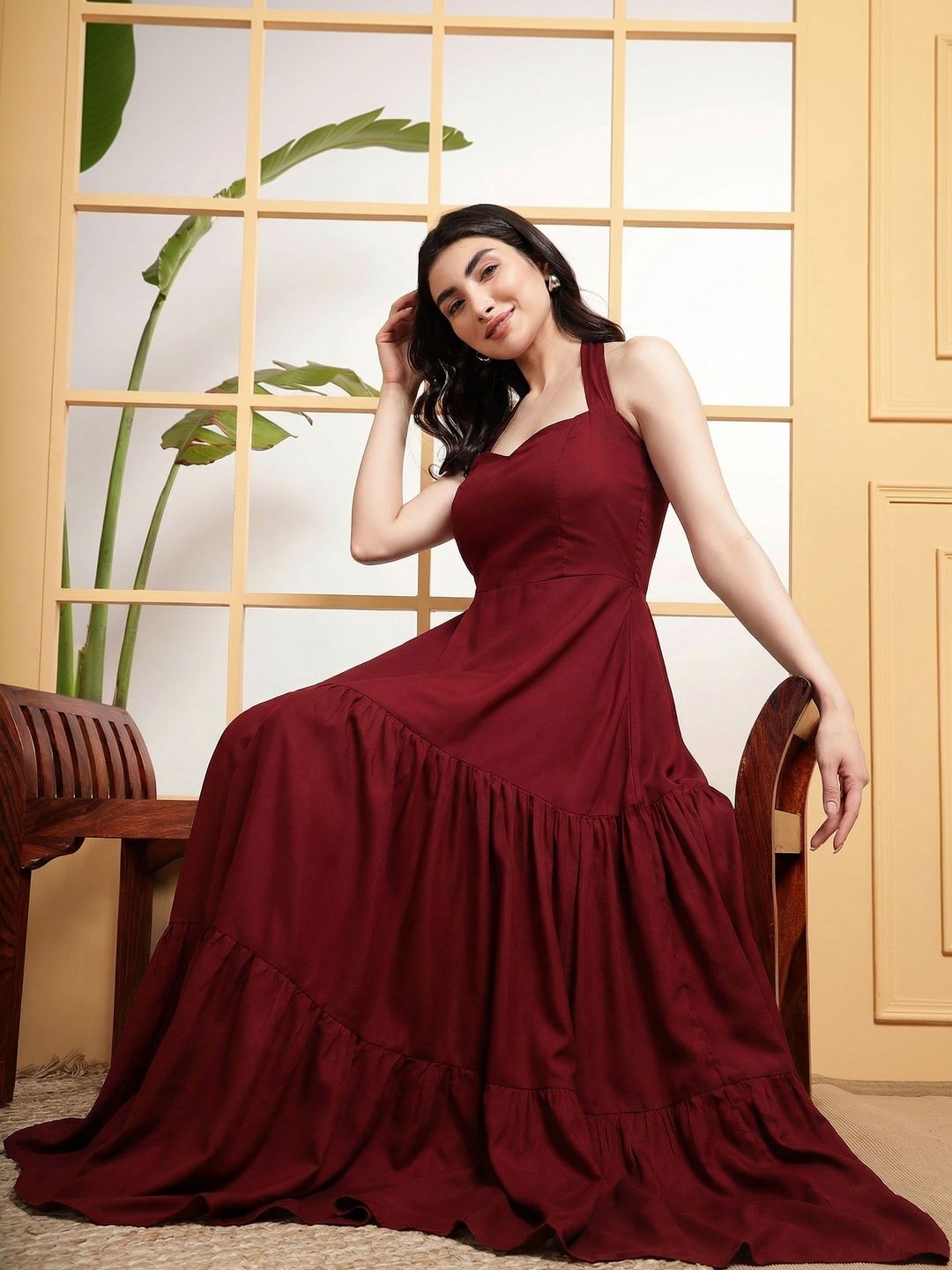 Vibesbydeebaco Halter Neck Fit & Flare Maxi Dress-picture-55