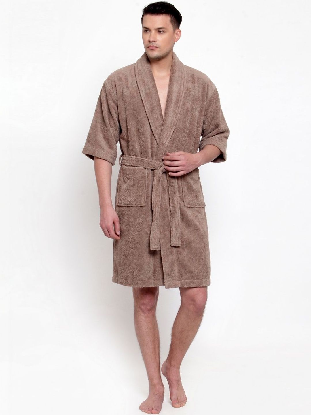 Creeva Cotton Knee Length Bath Robe-picture-21