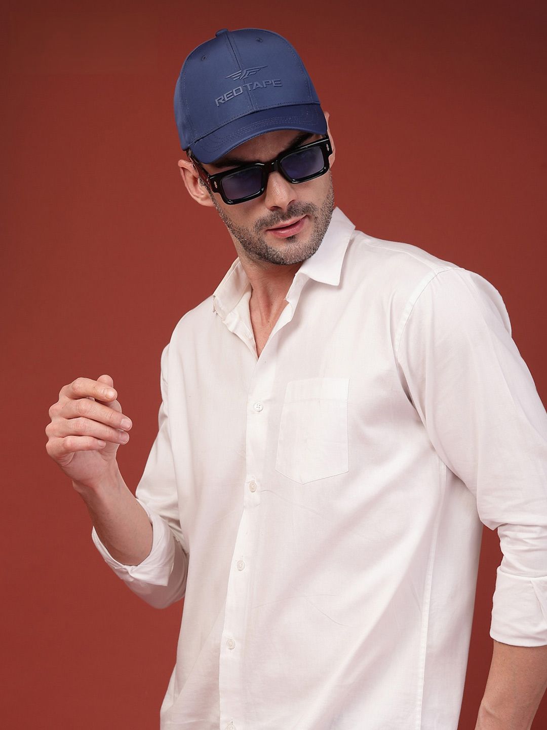 Red Tape Unisex Blue Solid Polyester Baseball Cap with Adjustable Strap-image-4