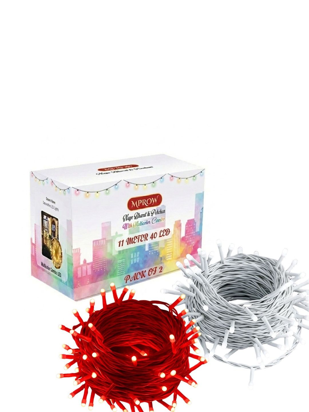 MPROW White & Red LED Rice Shape 2-Pcs String Lights - 11 m Each-picture-47