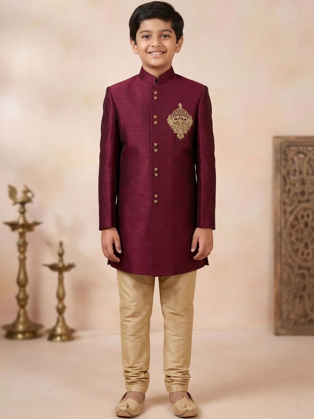 Lagorii Boys Ethnic Motifs Embroidered Regular Kurta with Pyjamas-picture-10