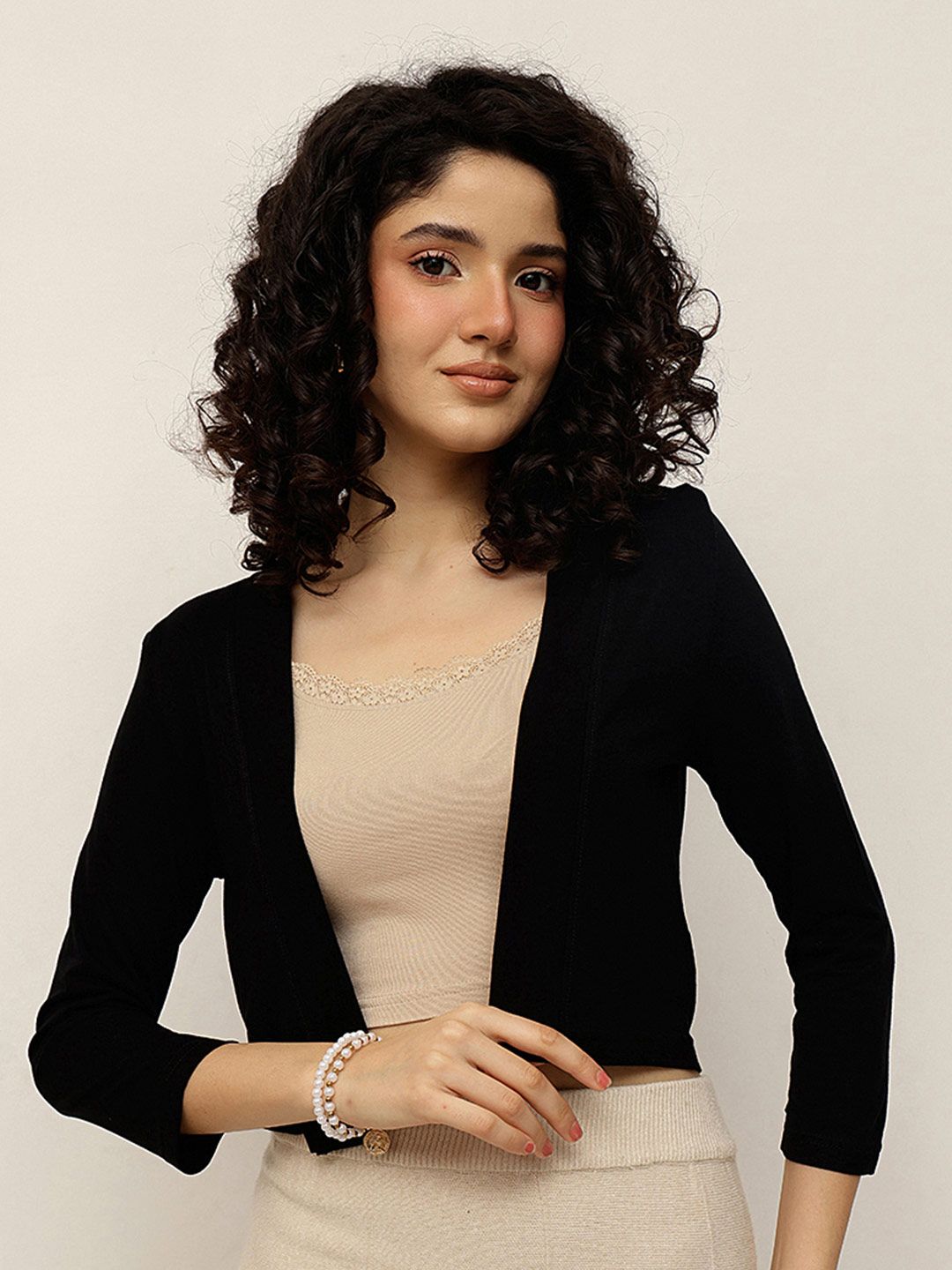 Espresso Black Solid Open Front Shrug-picture-30