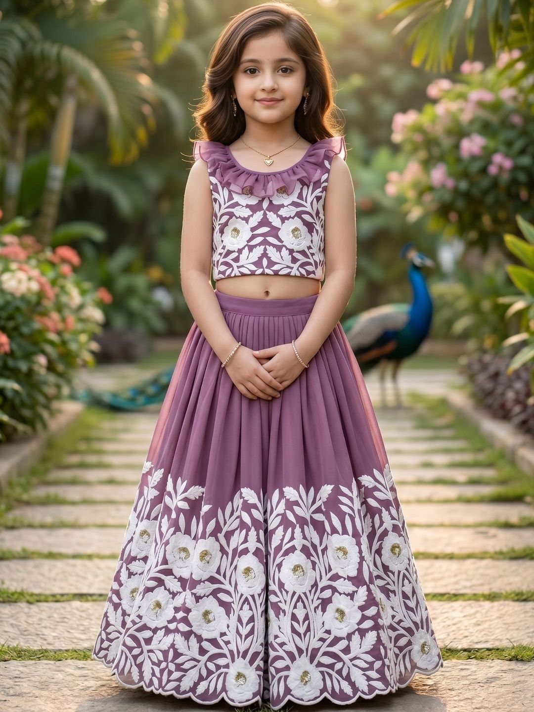 KALINI Girls Embroidered Sequinned Ready to Wear Lehenga &-picture-31