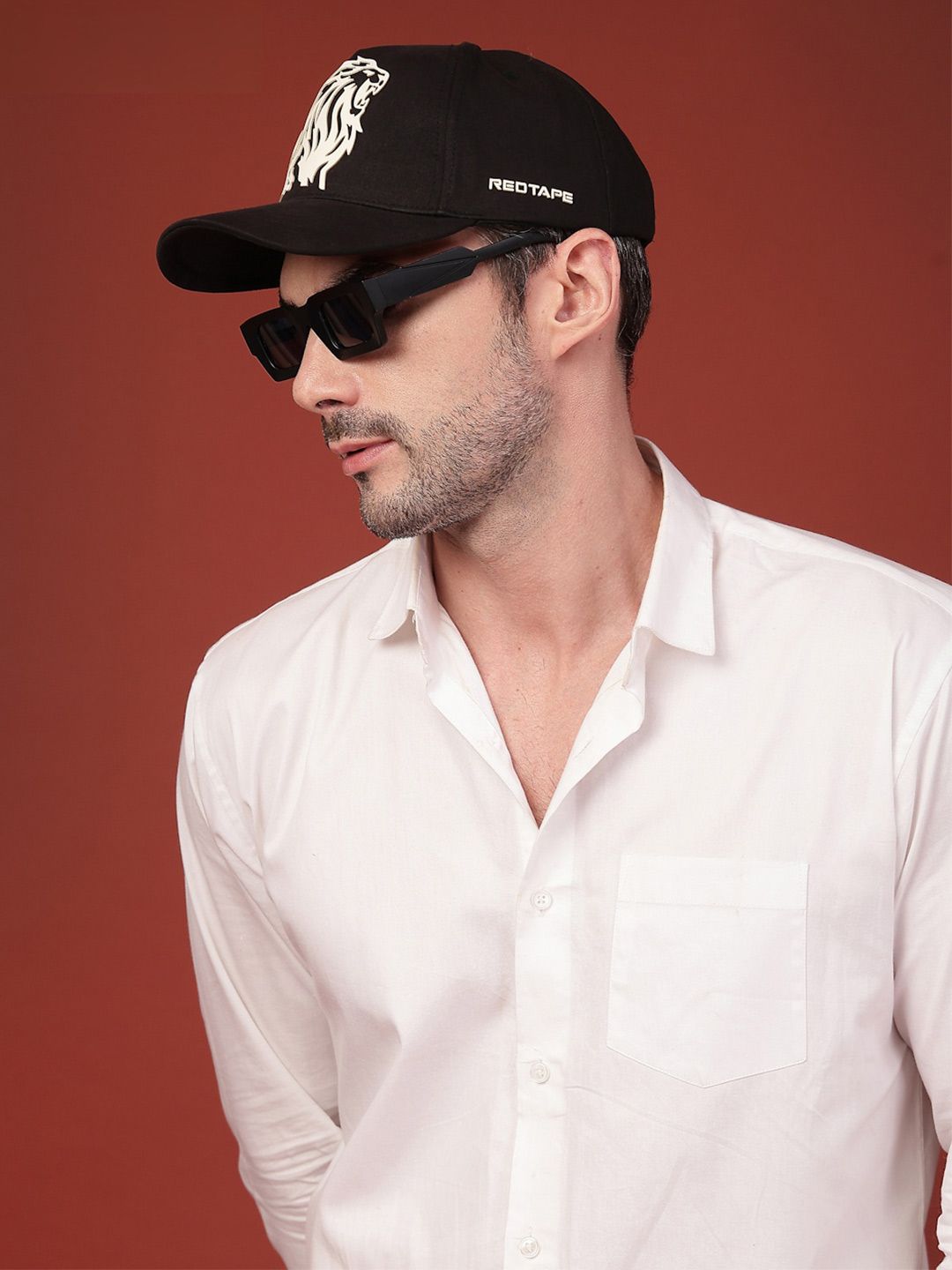 Red Tape Unisex Black Solid Cotton Twill Baseball Cap with Adjustable Strap-picture-36
