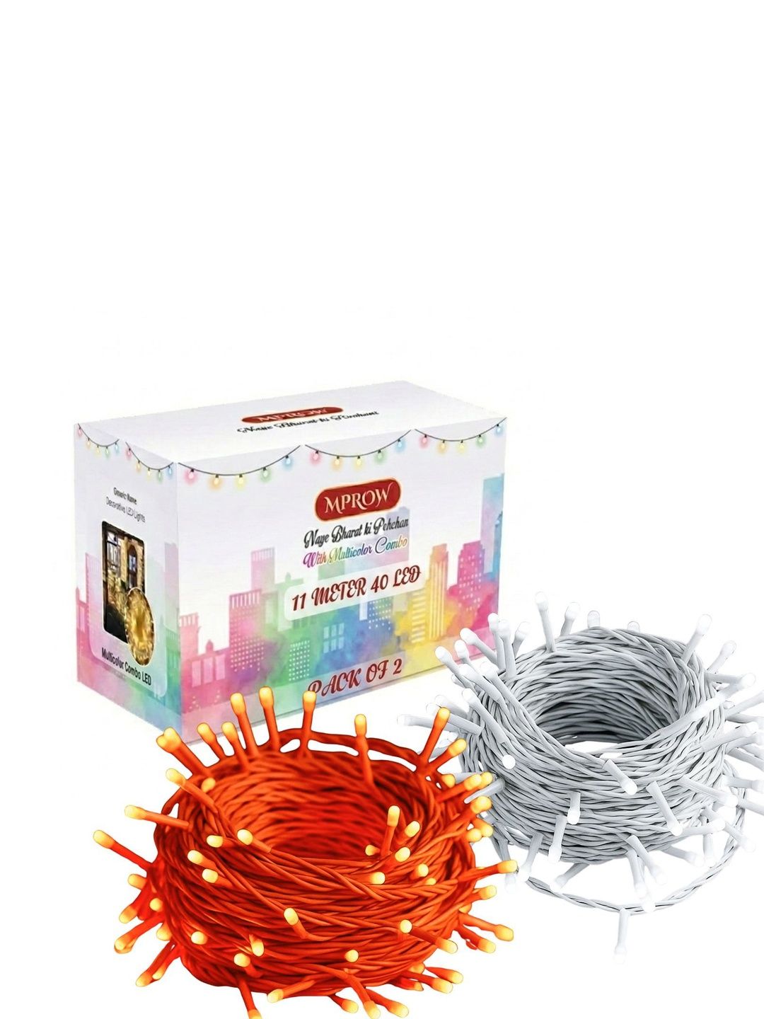 MPROW White & Orange LED Rice Shape 2-Pcs String Lights - 11 m-picture-27