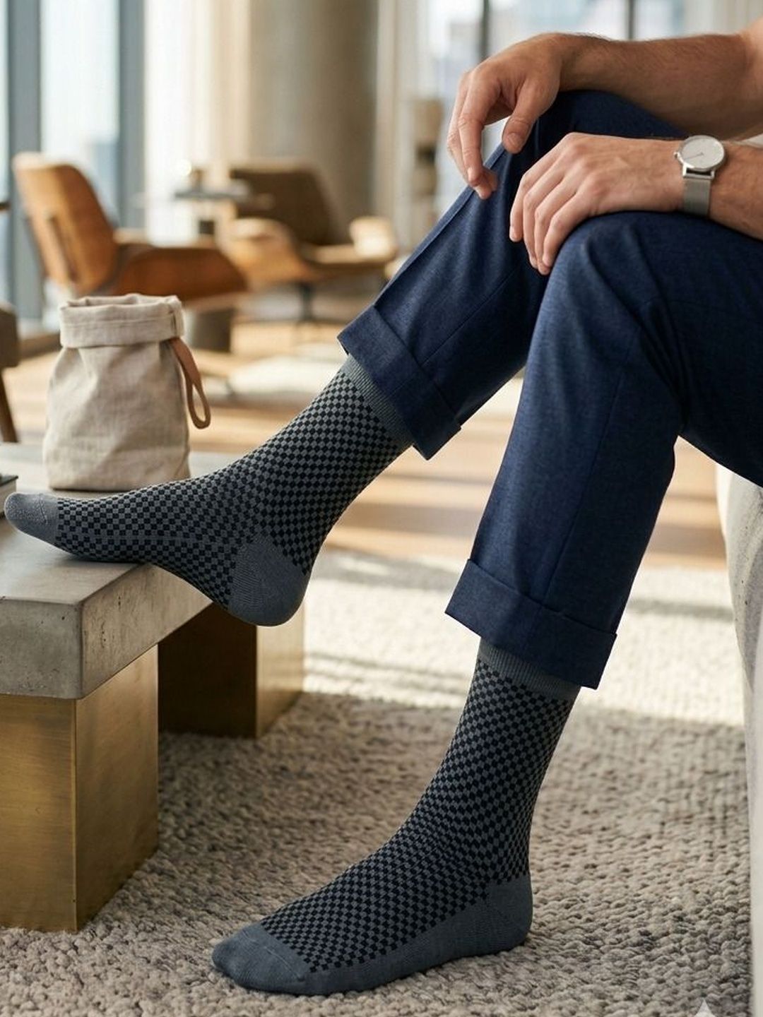 Moda Rapido Men Cotton Blend Patterned Calf Length Socks-picture-25