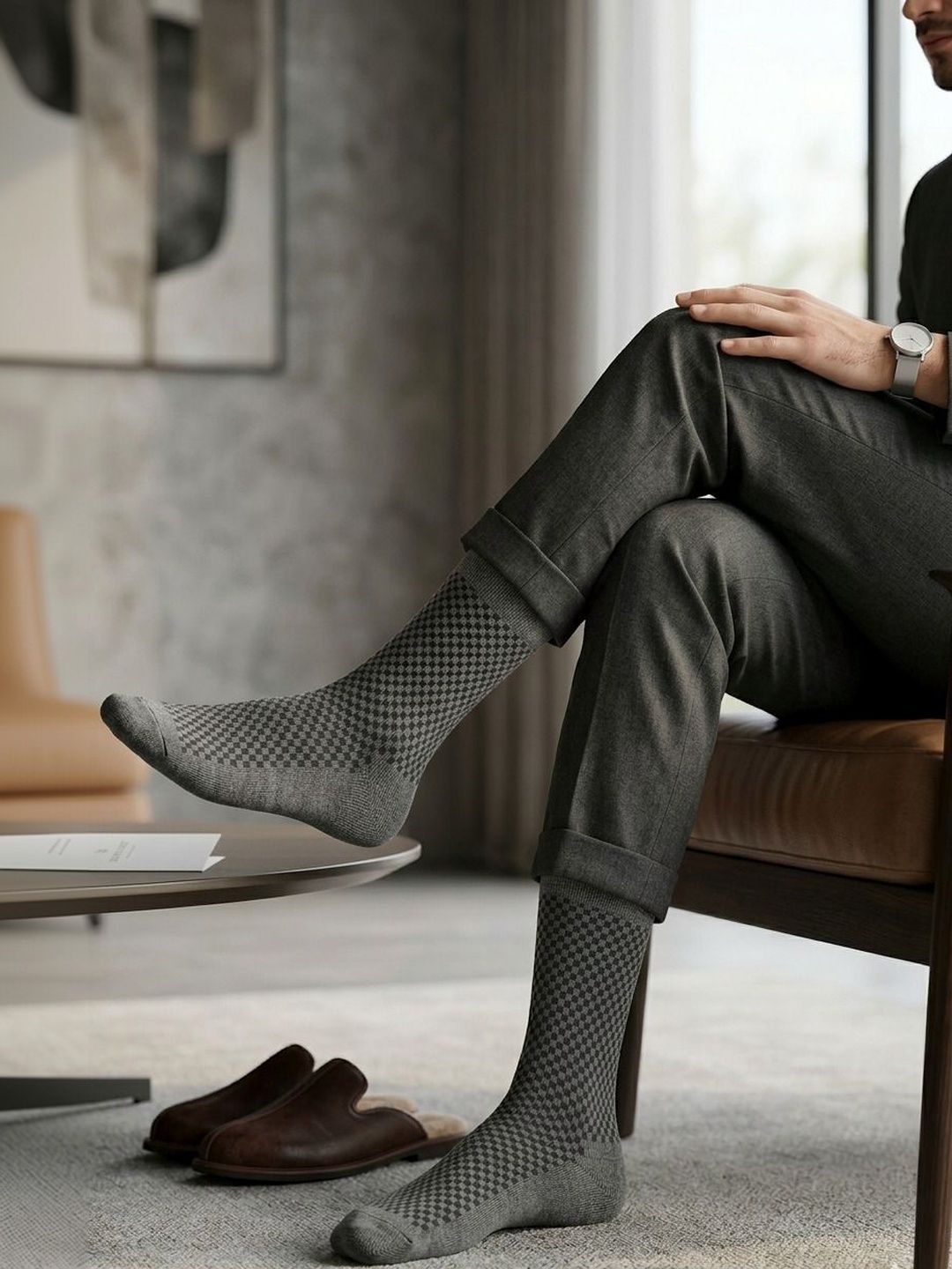 Moda Rapido Men Cotton Blend Patterned Calf Length Socks-picture-22