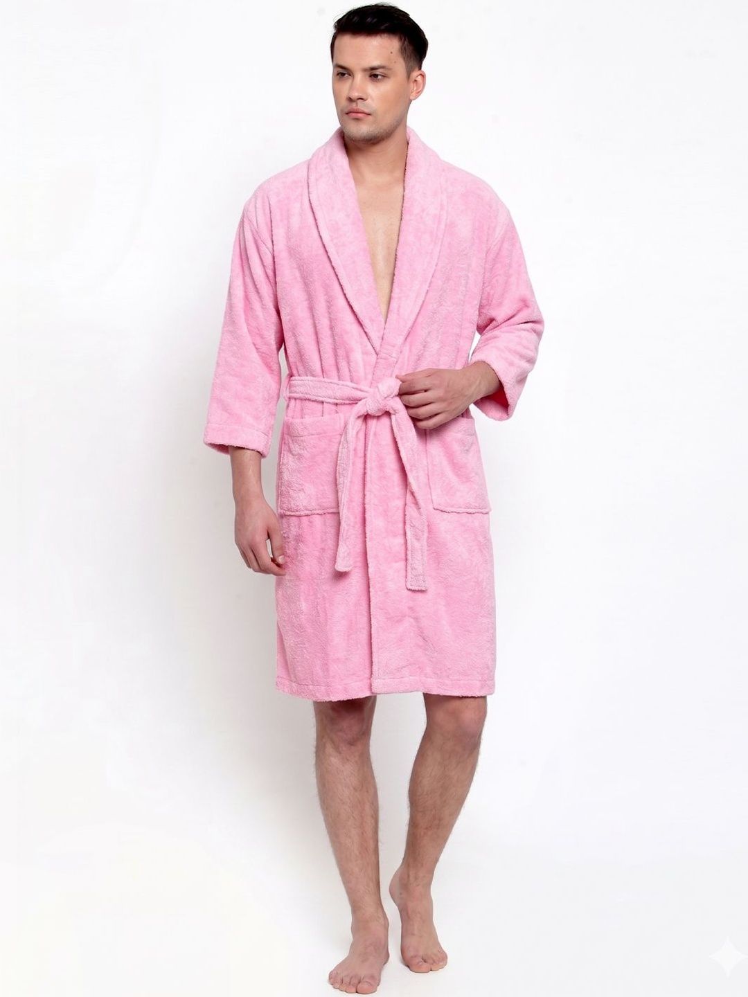 Creeva Cotton Knee Length Bath Robe-image-45