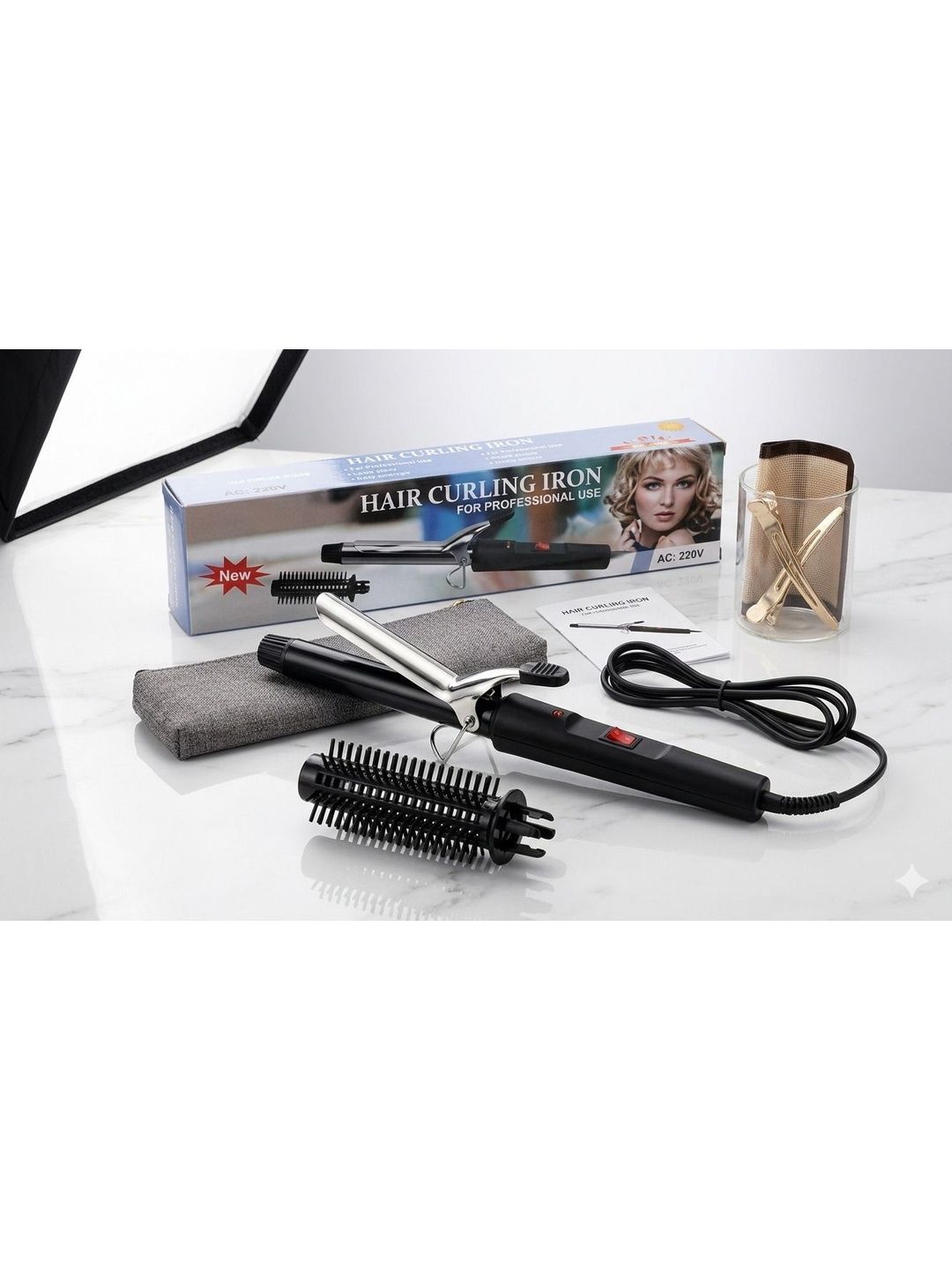 VTHIN Hair Curling Iron With Detachable Brush - 220V-picture-40