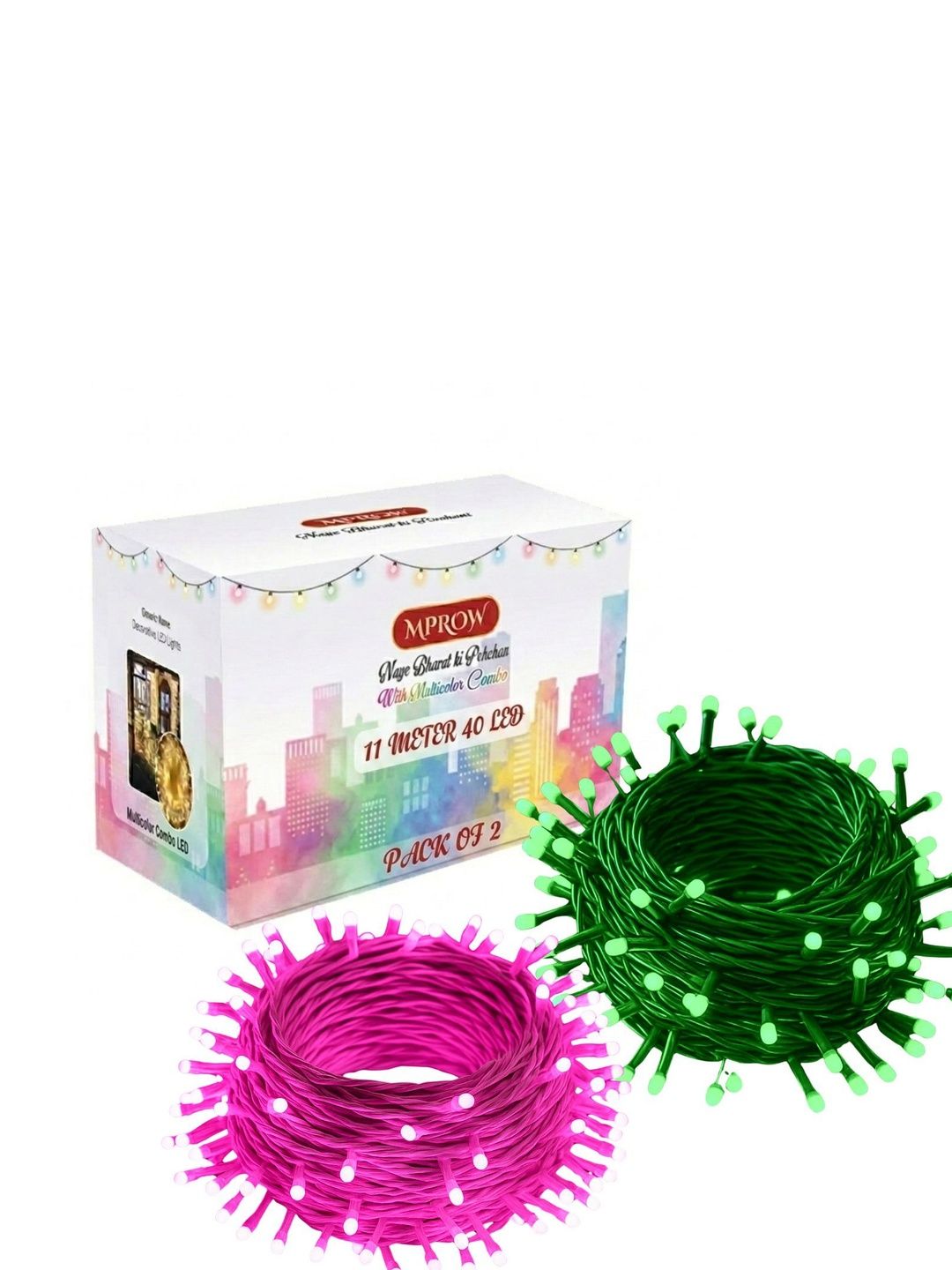 MPROW Green & Pink LED Rice Shape 2-Pcs String Lights - 11 m-image-40