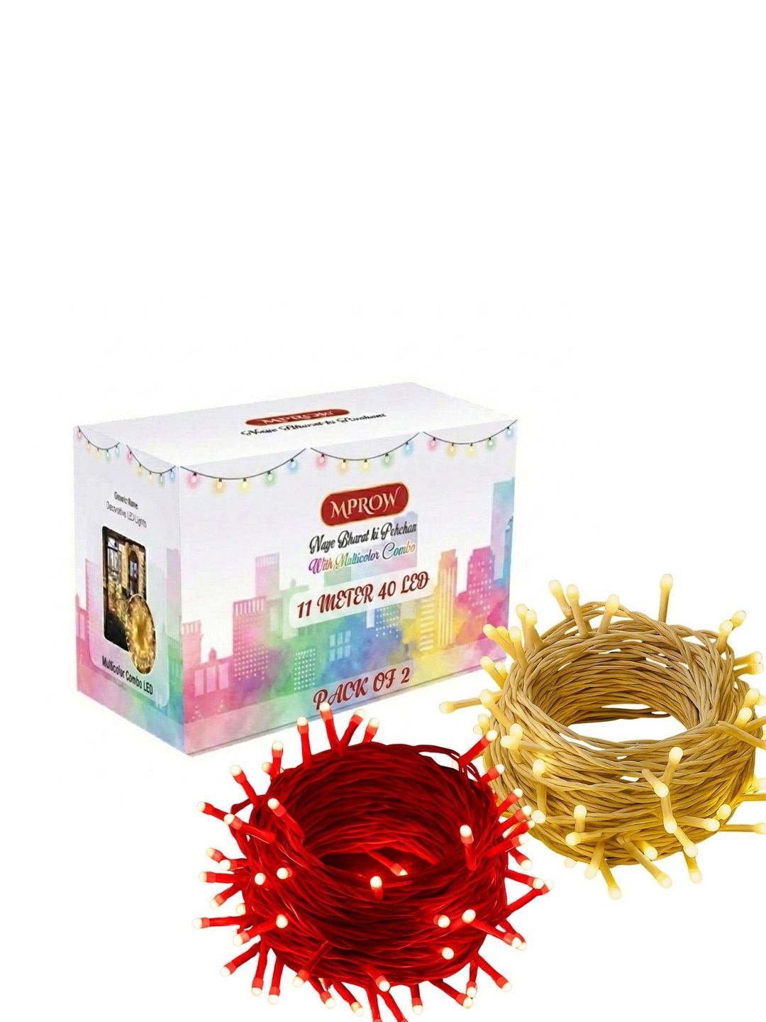 MPROW Yellow & Red LED Rice Shape 2-Pcs String Lights - 11 m-picture-37
