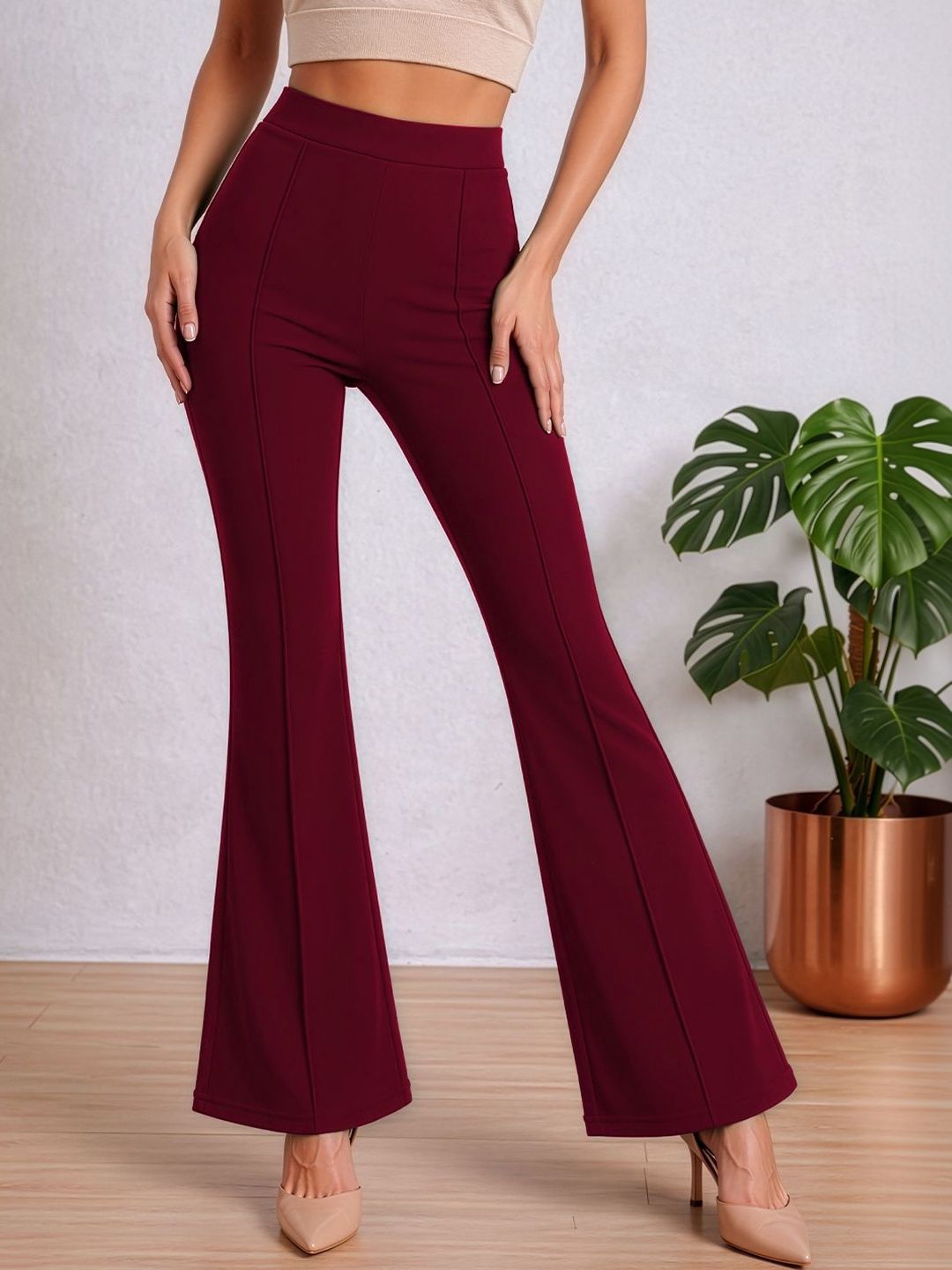 Maheshvi Women Straight Fit High-Rise Trousers-picture-28