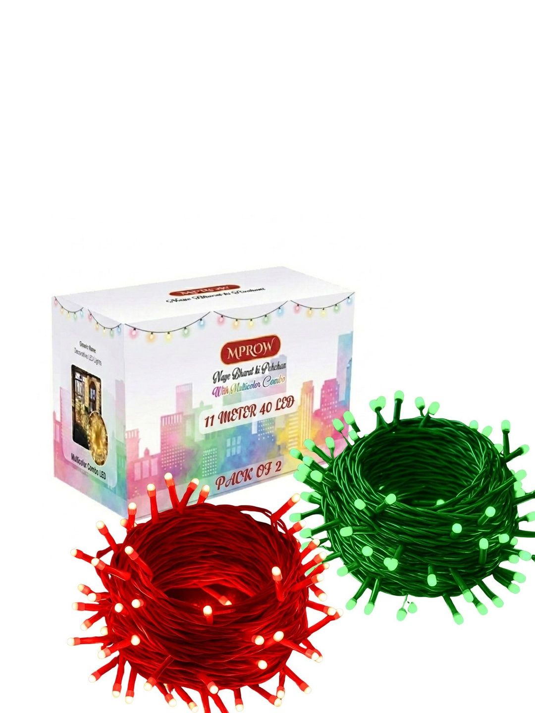 MPROW Green & Red LED Rice Shape 2-Pcs String Lights - 11 m-picture-56