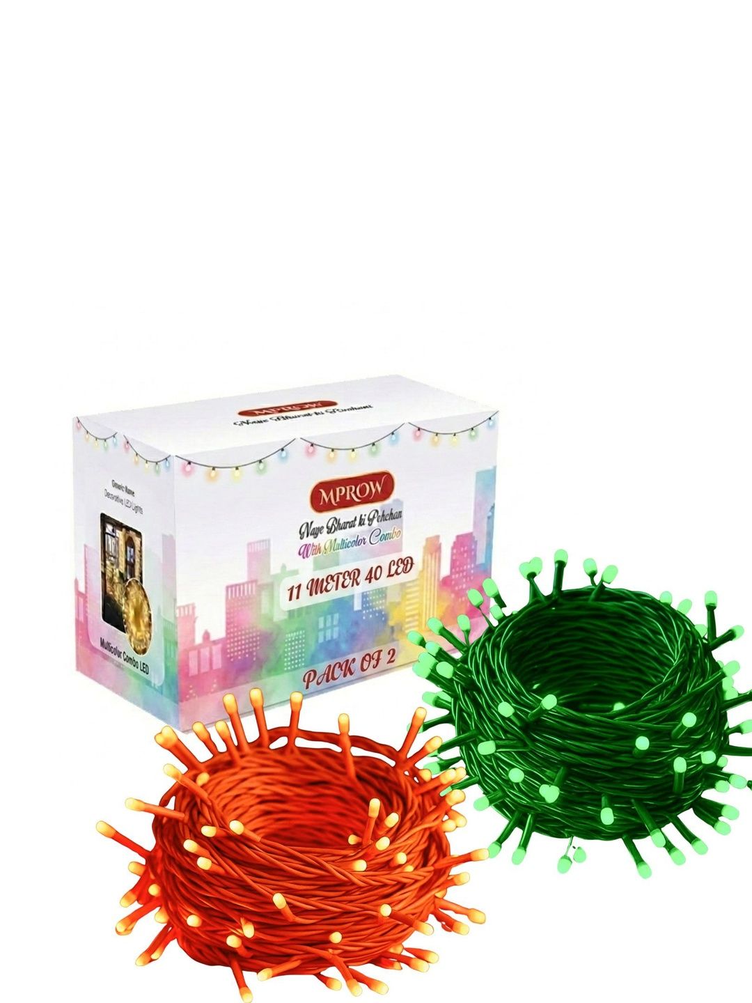 MPROW Green & Orange LED Rice Shape 2-Pcs String Lights - 11 m-picture-24