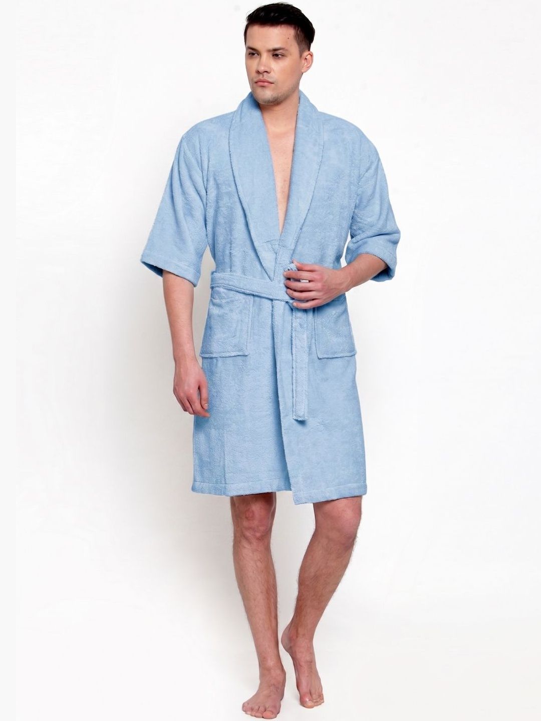 Creeva Cotton Knee Length Bath Robe-image-49