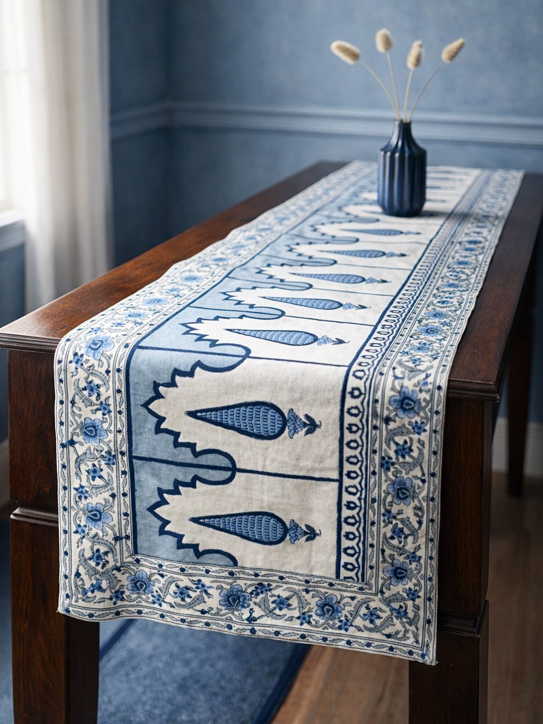 Baarno Blue Ethnic Motifs Pure Cotton Table Runners-image-20