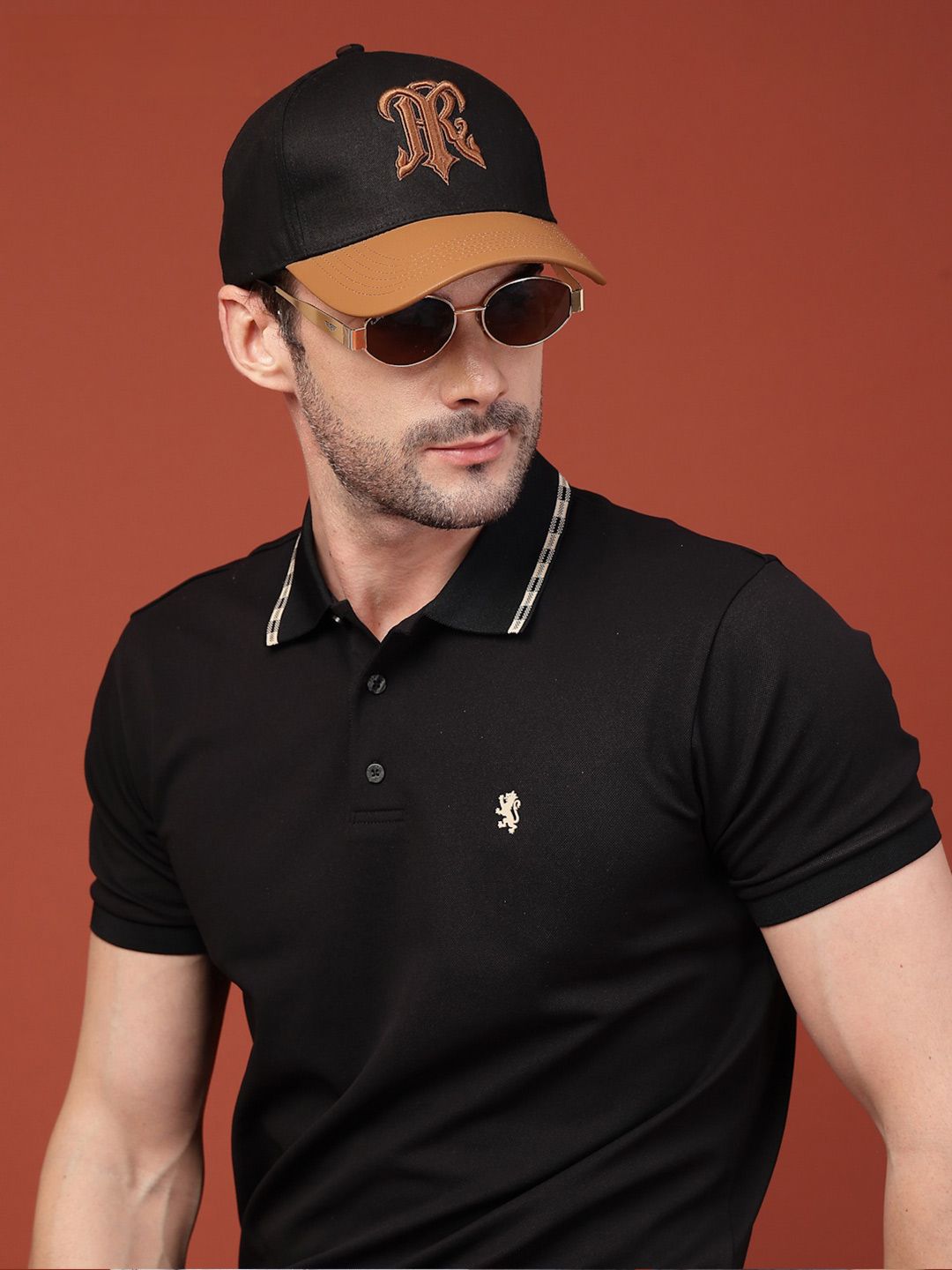 Red Tape Unisex Black & Tan Colourblocked Cotton Twill Cap with Adjustable Strap-image-17