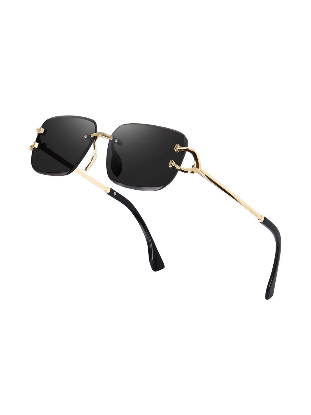 SPADEACES Unisex Black Lens & Gold-Toned Round Sunglasses with-image-25