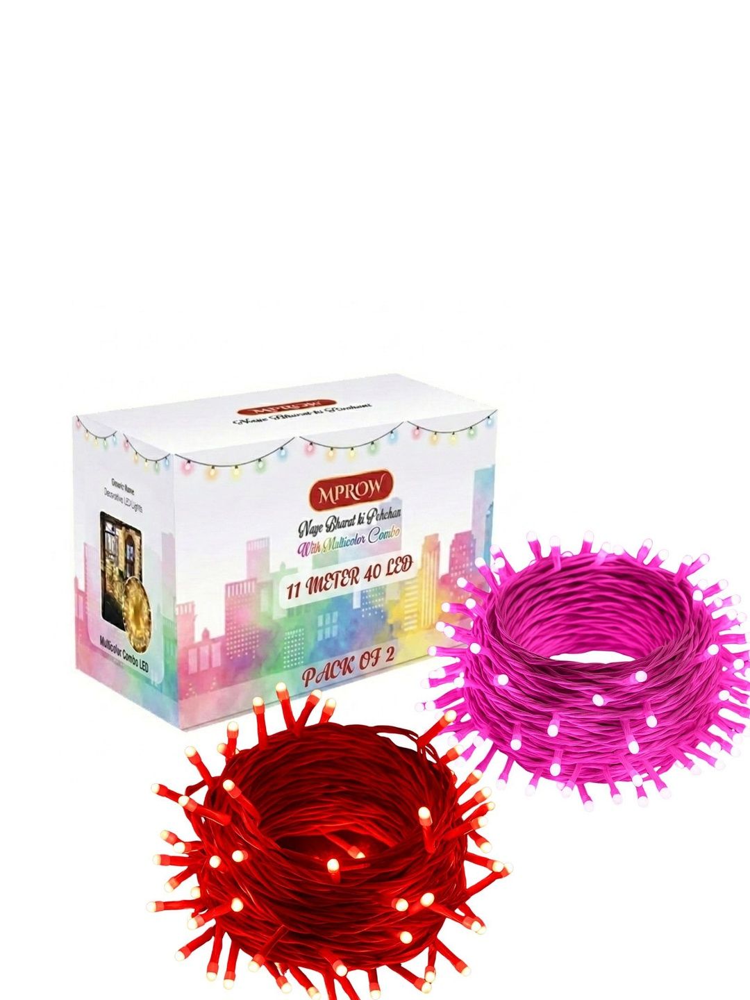 MPROW Pink & Red LED Rice Shape 2-Pcs String Lights - 11 m-picture-31