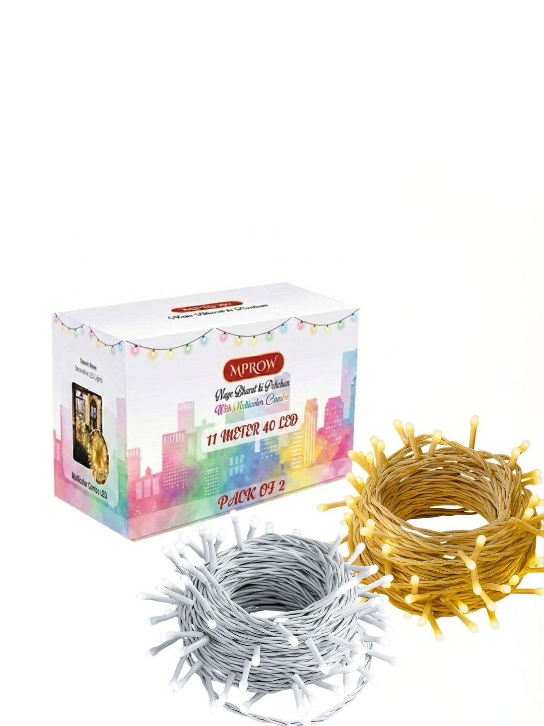 MPROW Yellow & White LED Rice Shape 2-Pcs String Lights - 11 m Each-picture-17