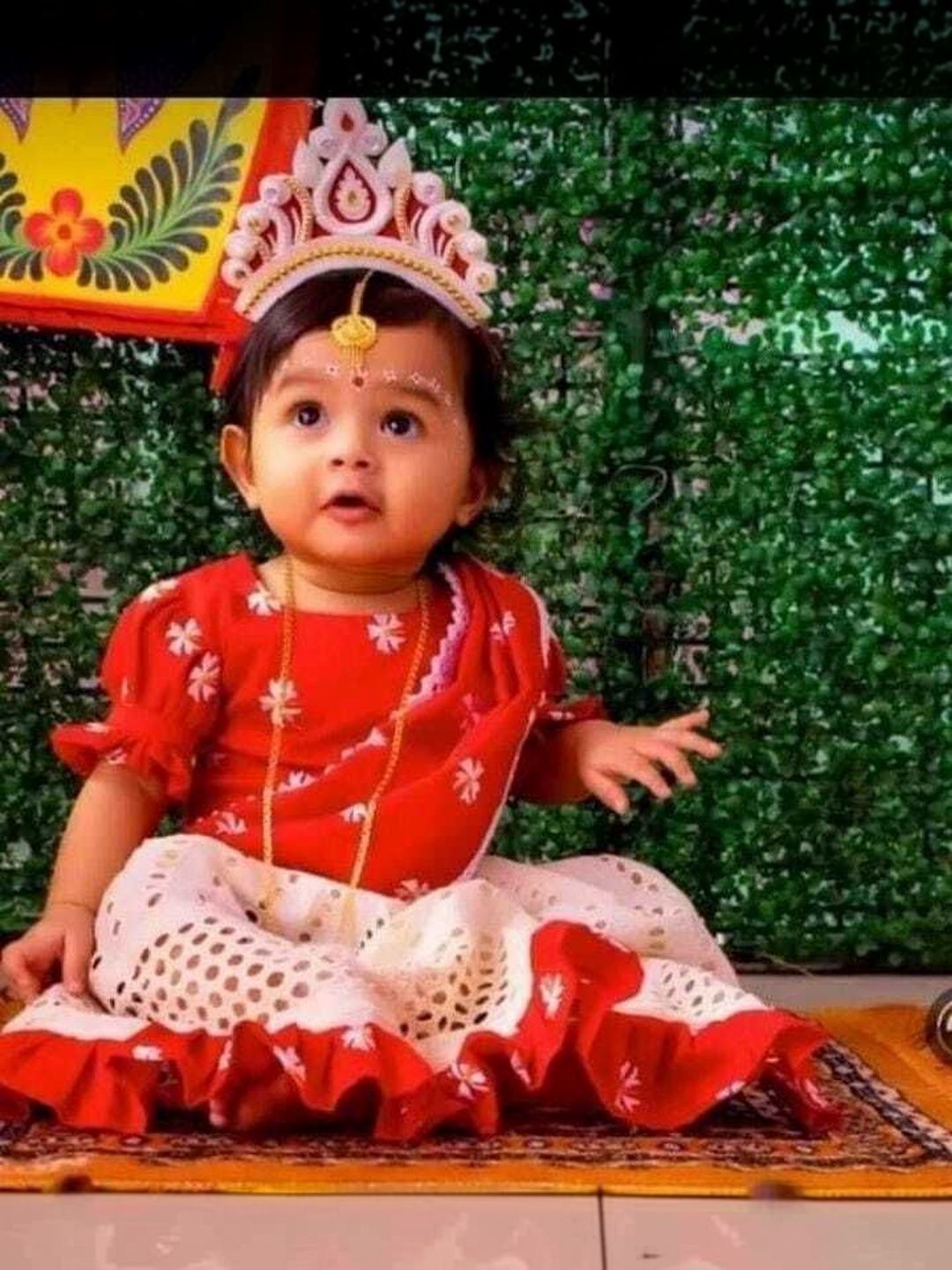 JHILUU Infant Girls Embroidered Thread Work Ready to Wear Lehenga & Blouse With Dupatta-image-25