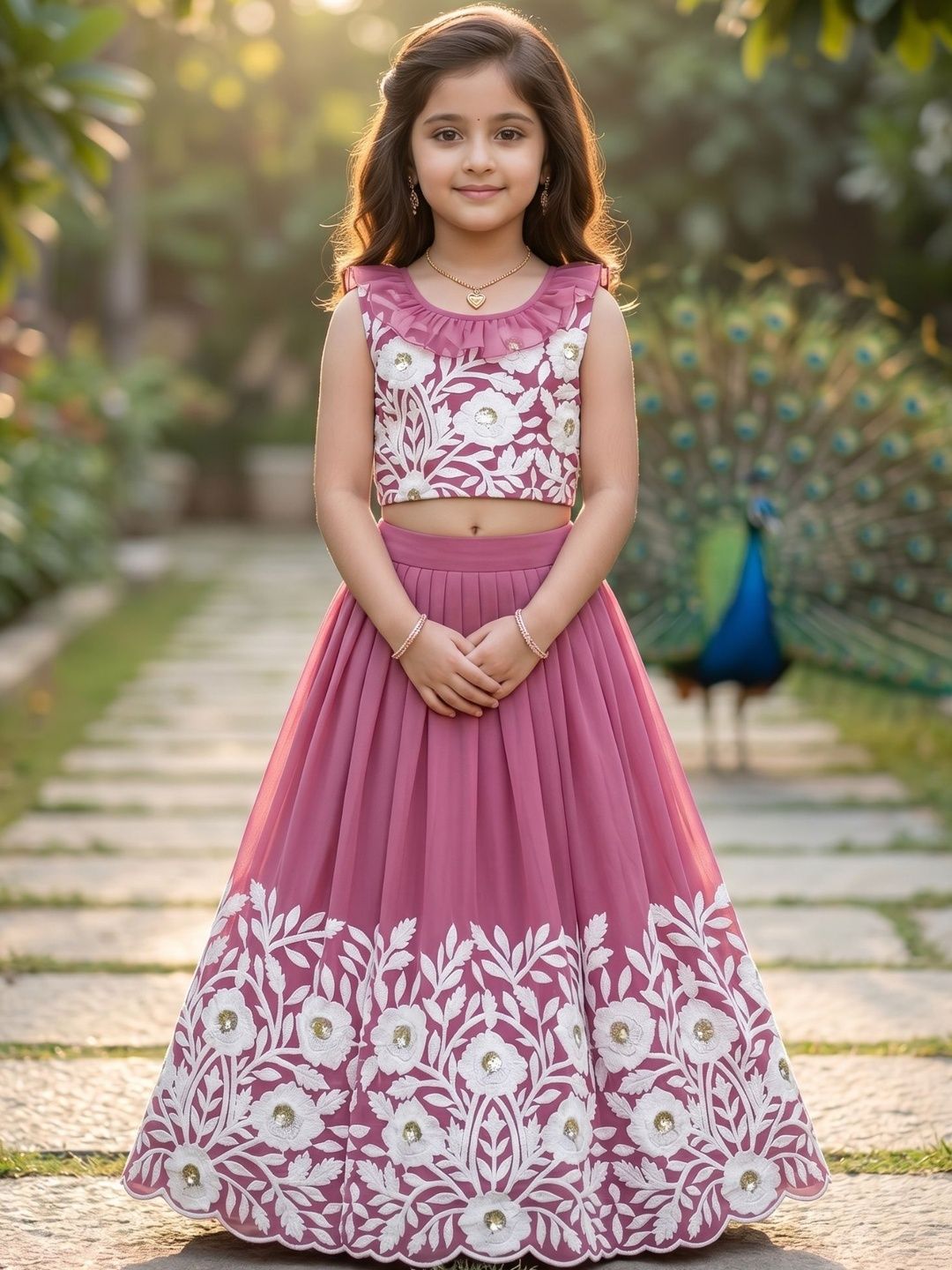 KALINI Girls Embroidered Sequinned Semi-Stitched Lehenga &-picture-33