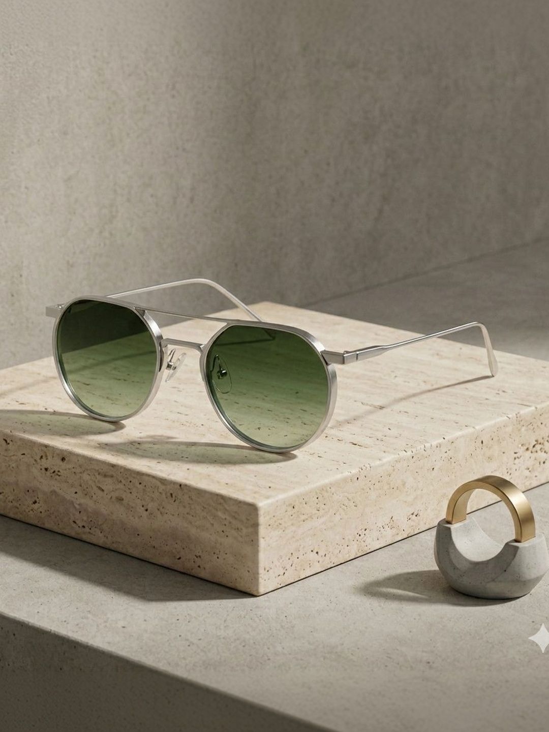 HIPE Men Green Lens & Silver-Toned Round Sunglasses with-picture-12
