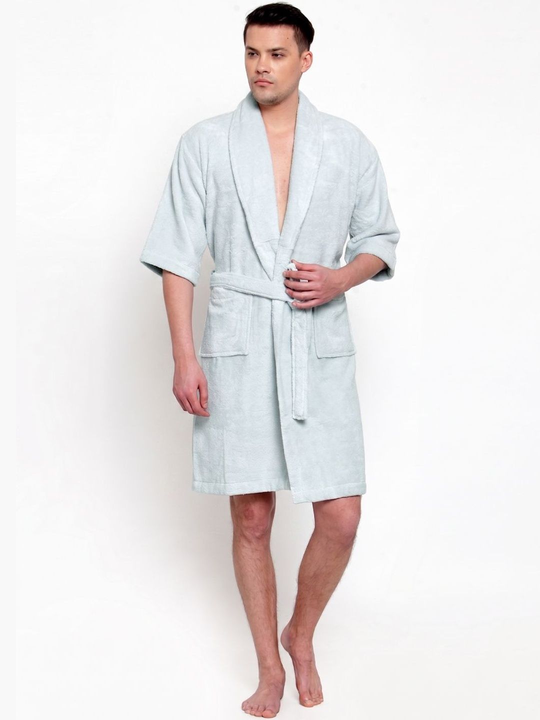 Creeva Cotton Knee Length Bath Robe-image-47