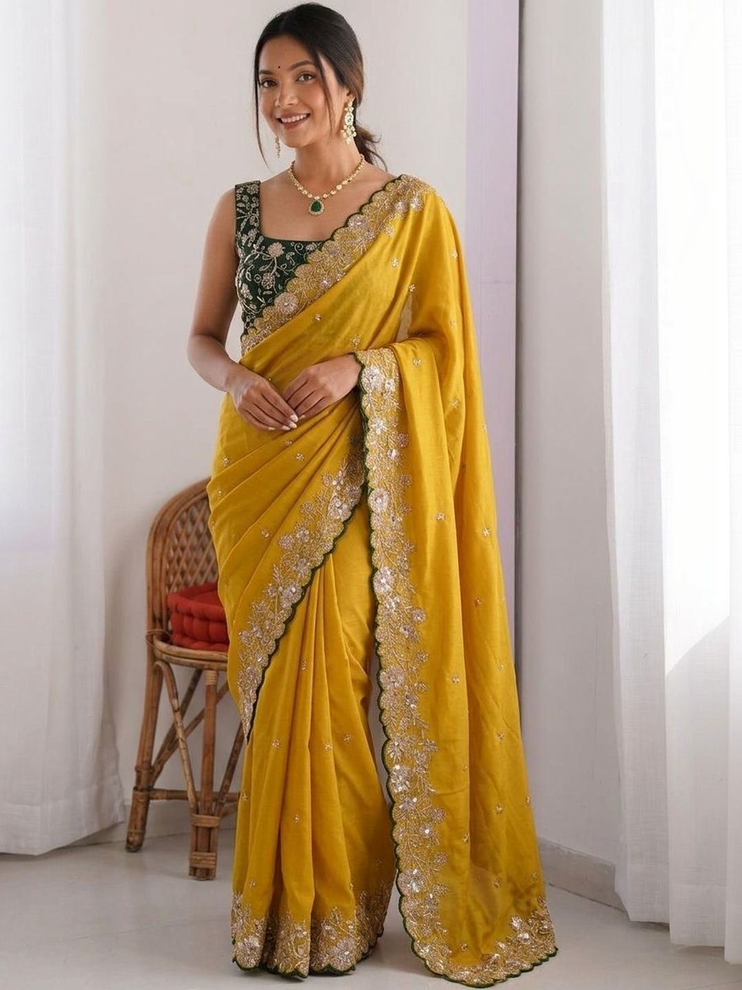 Kalista Embellished Sequinned Pure Georgette Heavy Work Saree-picture-30