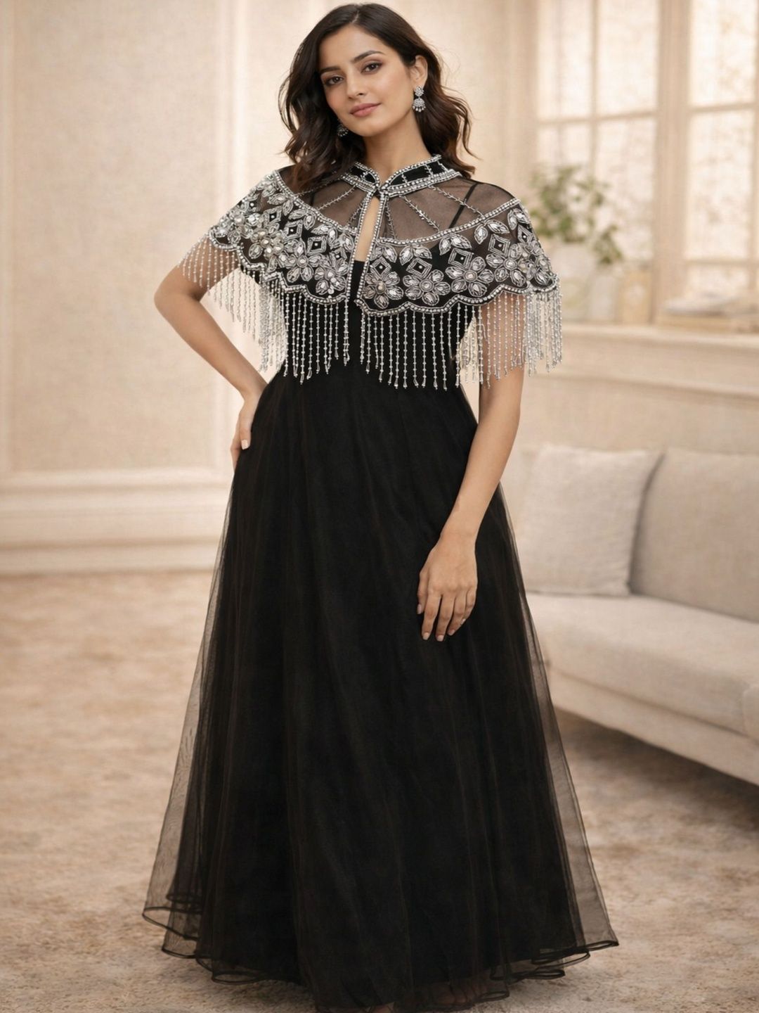 HAUTEMODA Women Party Embellished Crop Shrug-picture-25