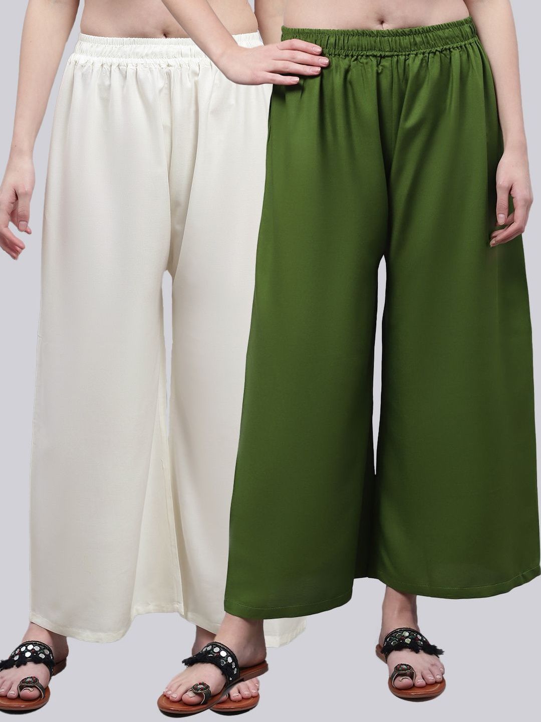 KALINI Women 2 Flared Ethnic Palazzos-picture-31