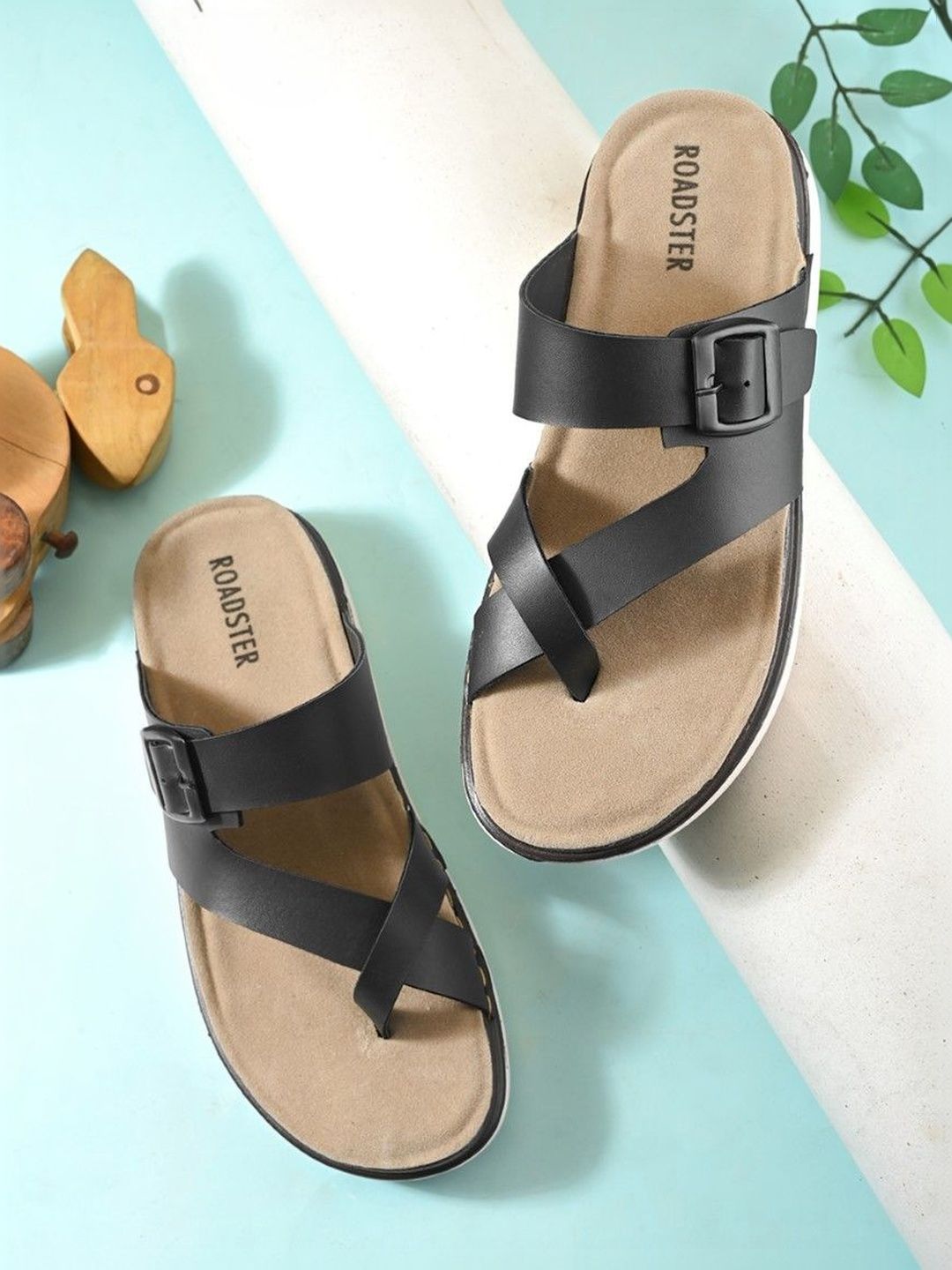 The Roadster Lifestyle Co Men Cross Strap Slip-On Comfort Sandals-picture-43