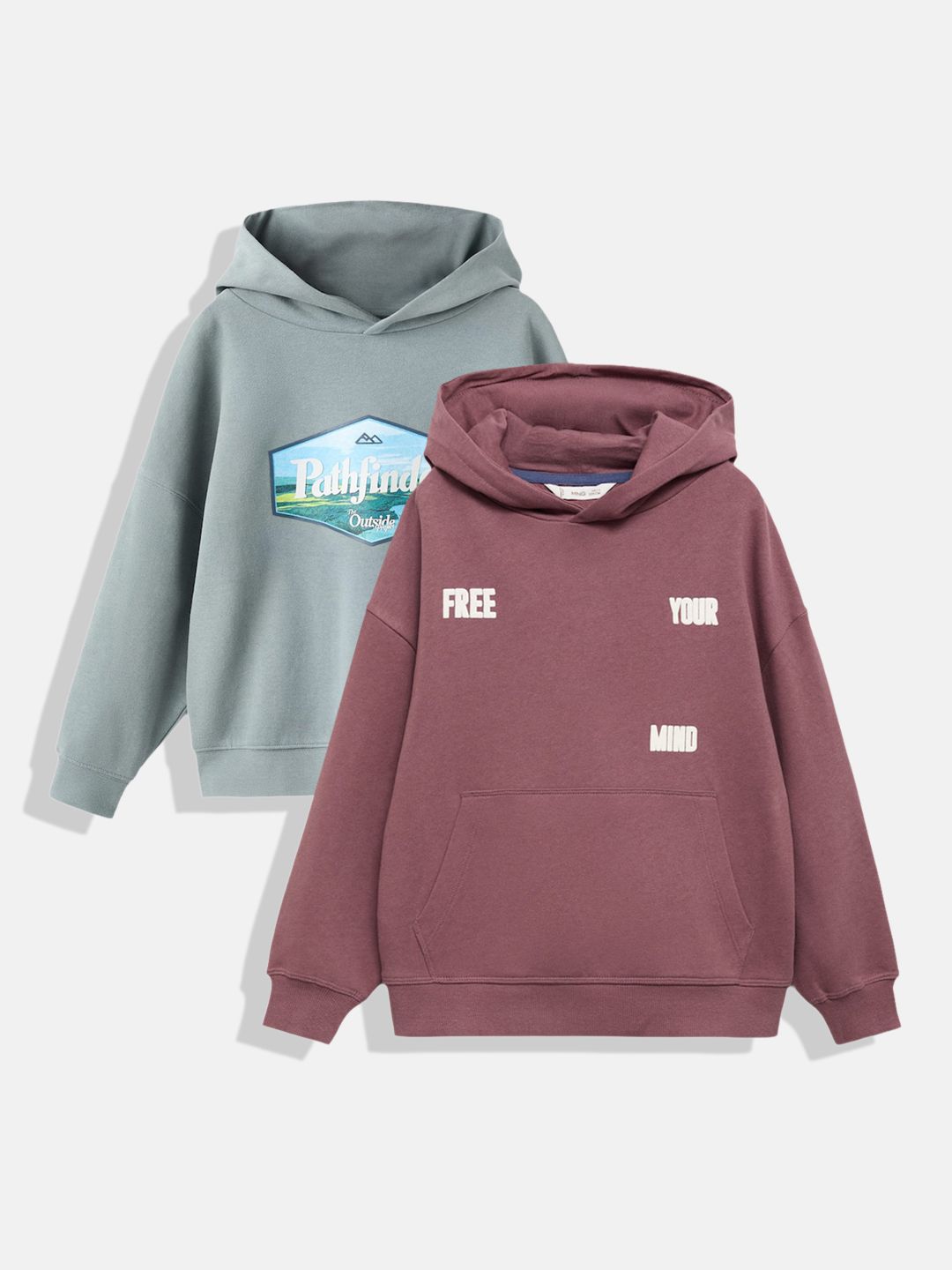 Mango Kids Boys Pack Of 2 Pure Cotton Graphic & Typography Printed Hooded Sweatshirt-picture-17