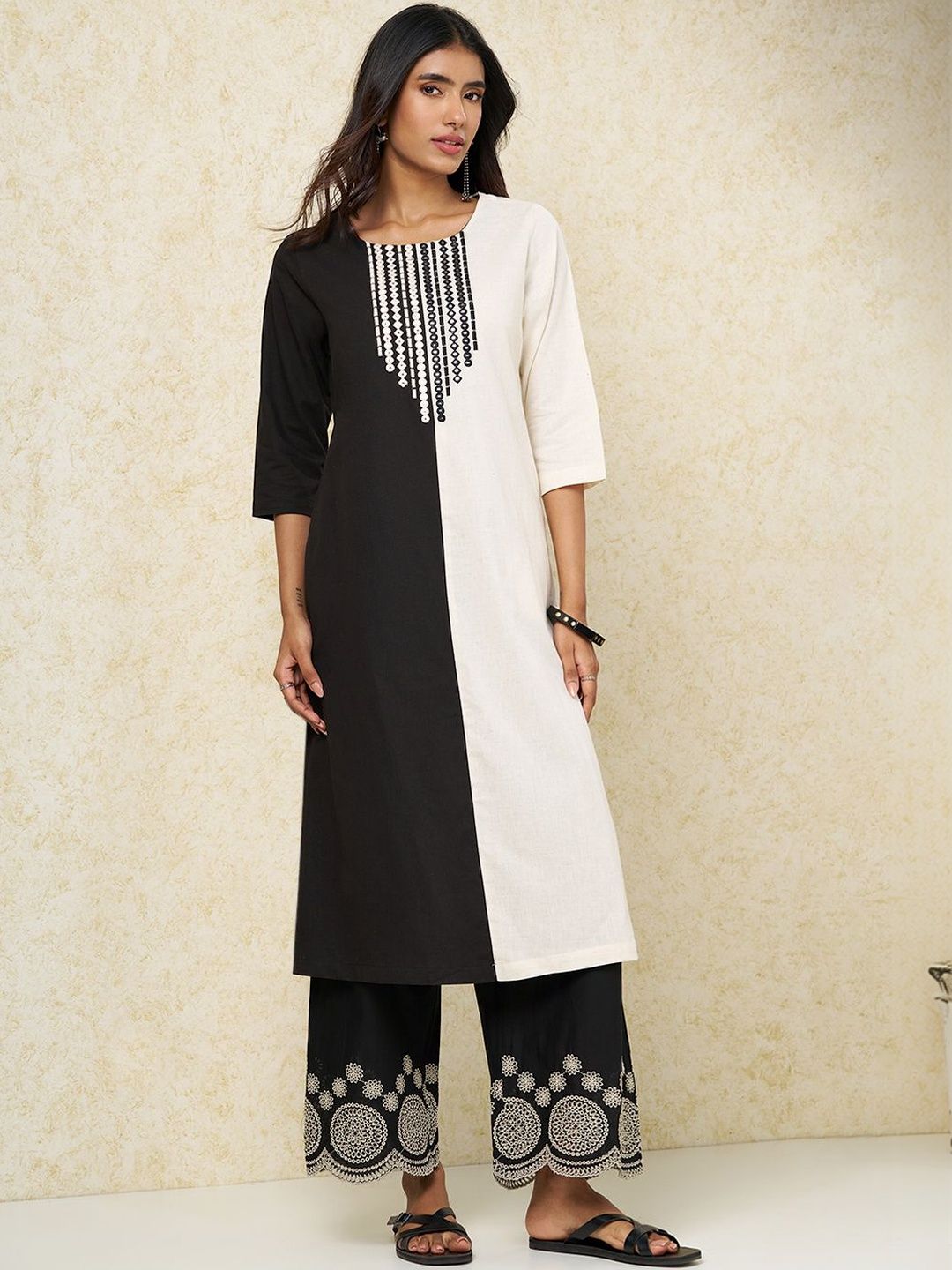 RANGMANCH BY PANTALOONS Women Embroidered Dobby Kurta-picture-27