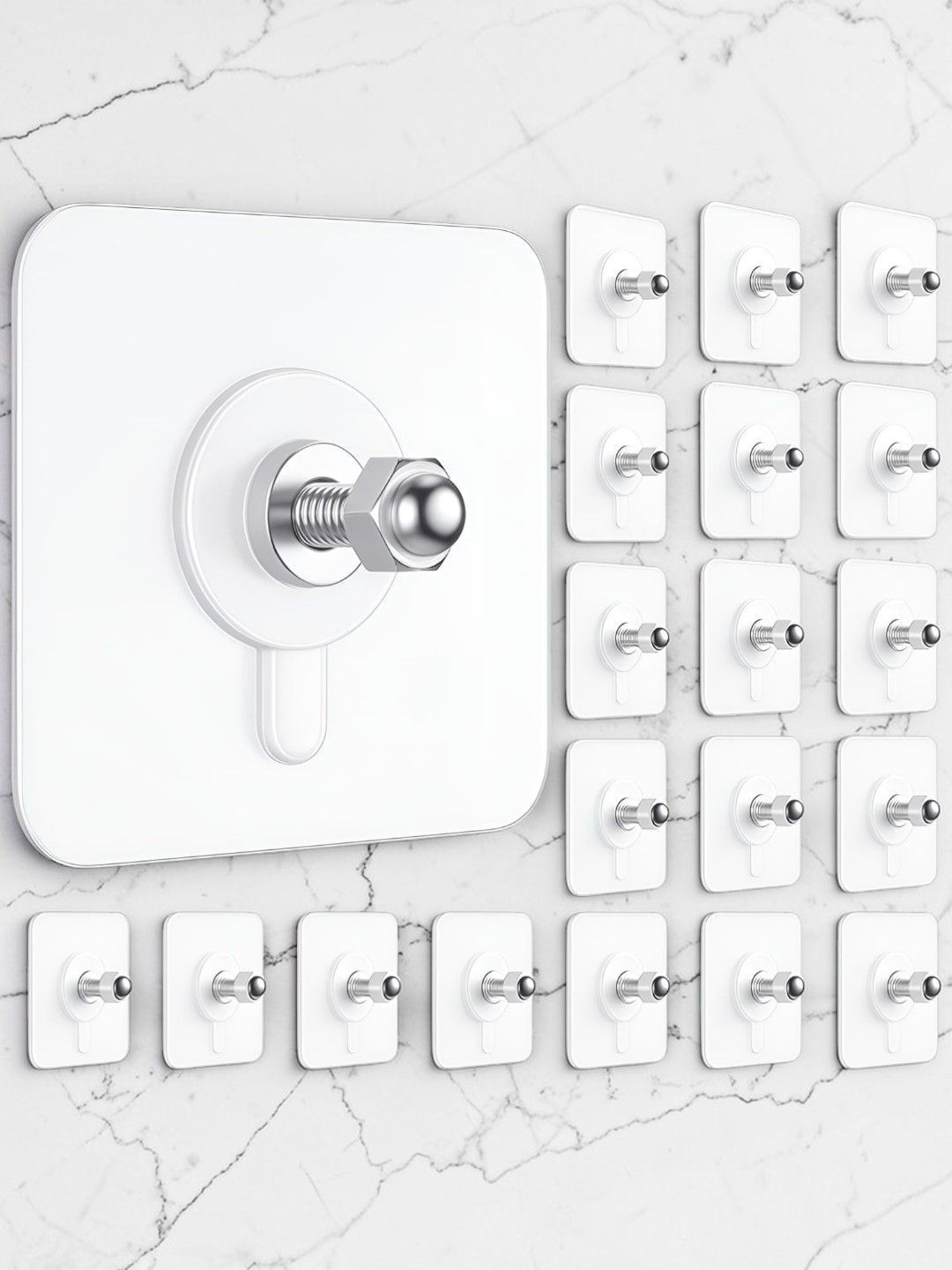Klivon 20-Pieces Transparent Stainless Steel Hooks and Holders