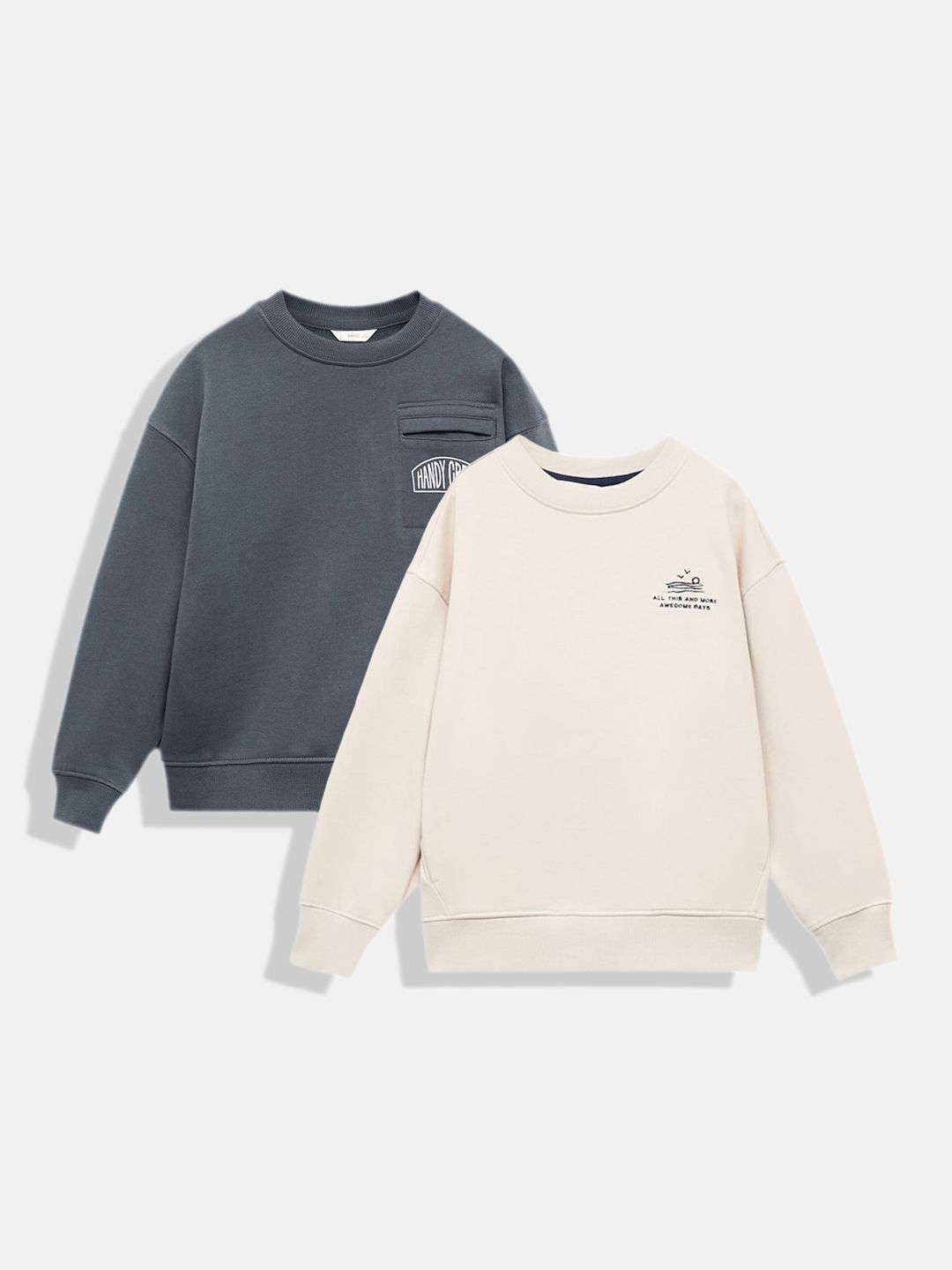 Mango Kids Boys Pack Of 2 Pure Cotton Typography Printed Sweatshirt-picture-23