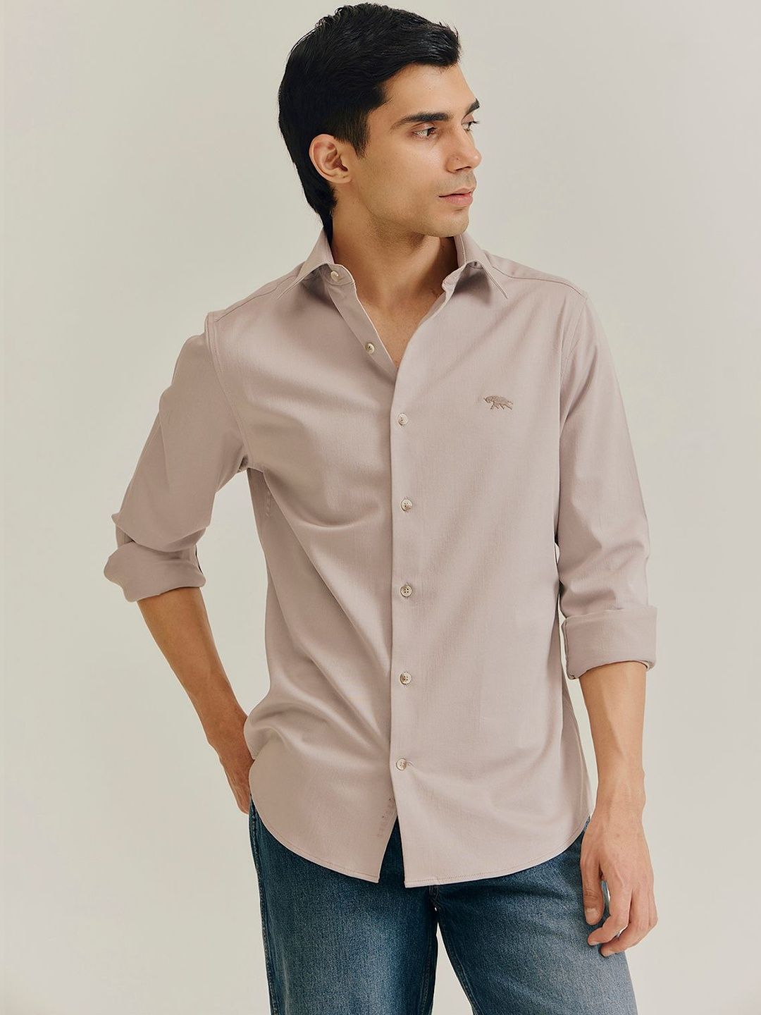 Andamen Men Cotton Lycra Dobby Regular Fit Shirt-picture-45